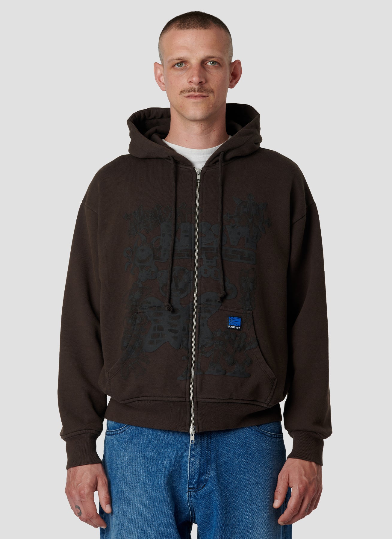 PACC18T024-1 ~ MEN COLLAGE ZIP HOODIE BROWN – RASSVETSKATEBOARDS.COM