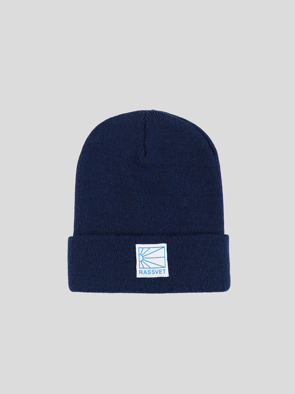 Rassvet Paccbet clothing navy-men-rassvet-logo-tag-beanie