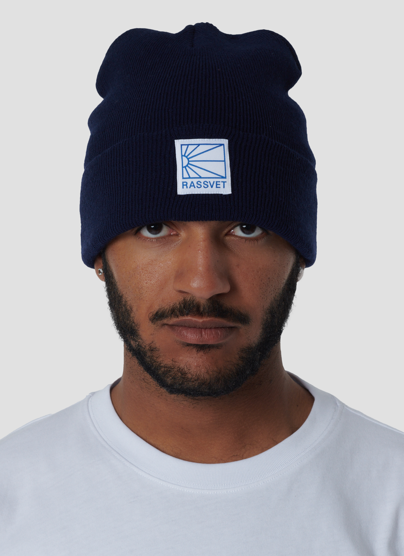 Rassvet Paccbet clothing navy-men-rassvet-logo-tag-beanie