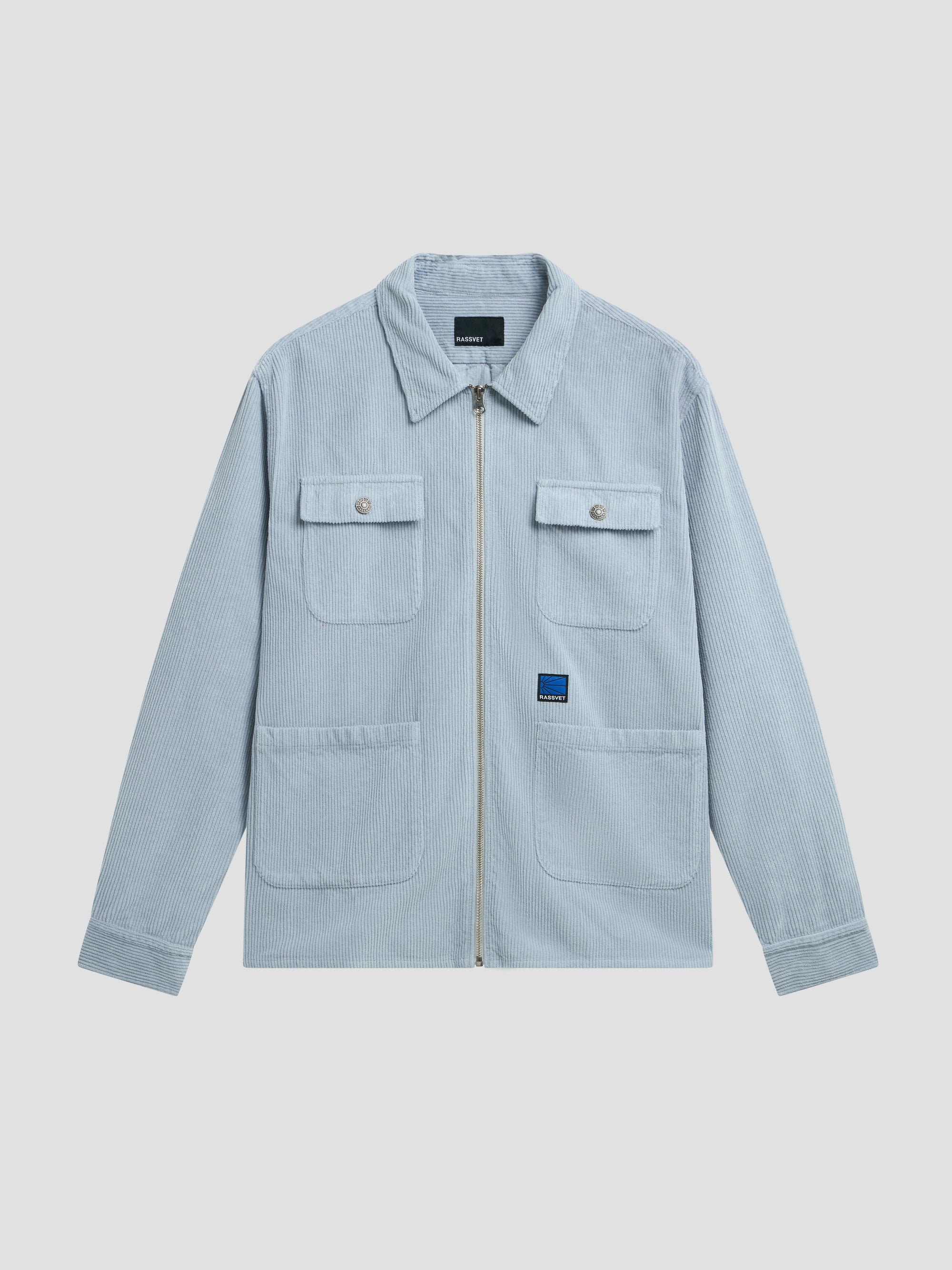 PACC17B003 ~ CORDUROY LS ZIP SHIRT - LIGHT BLUE
