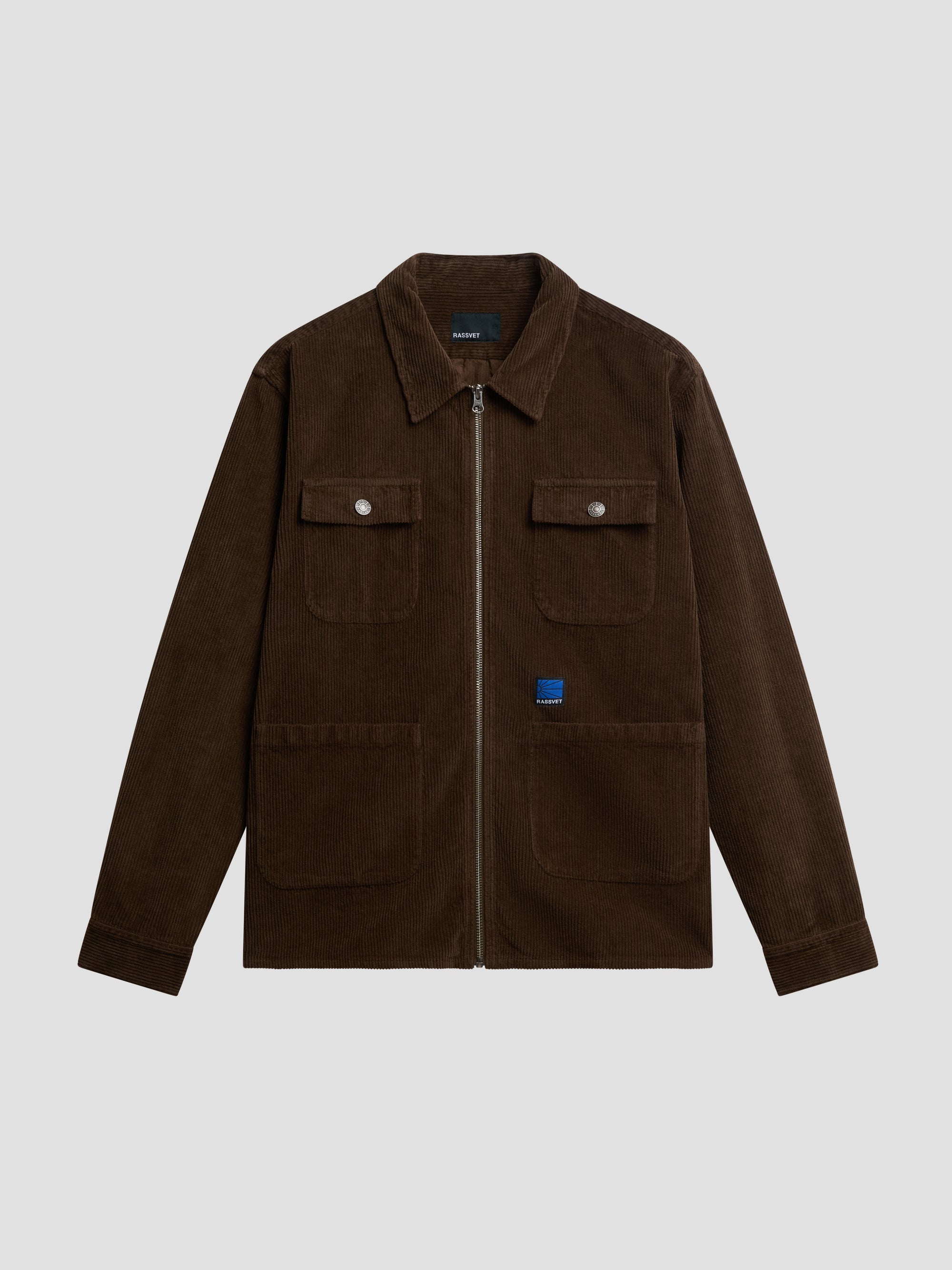 PACC17B003 ~ CORDUROY LS ZIP SHIRT - BROWN