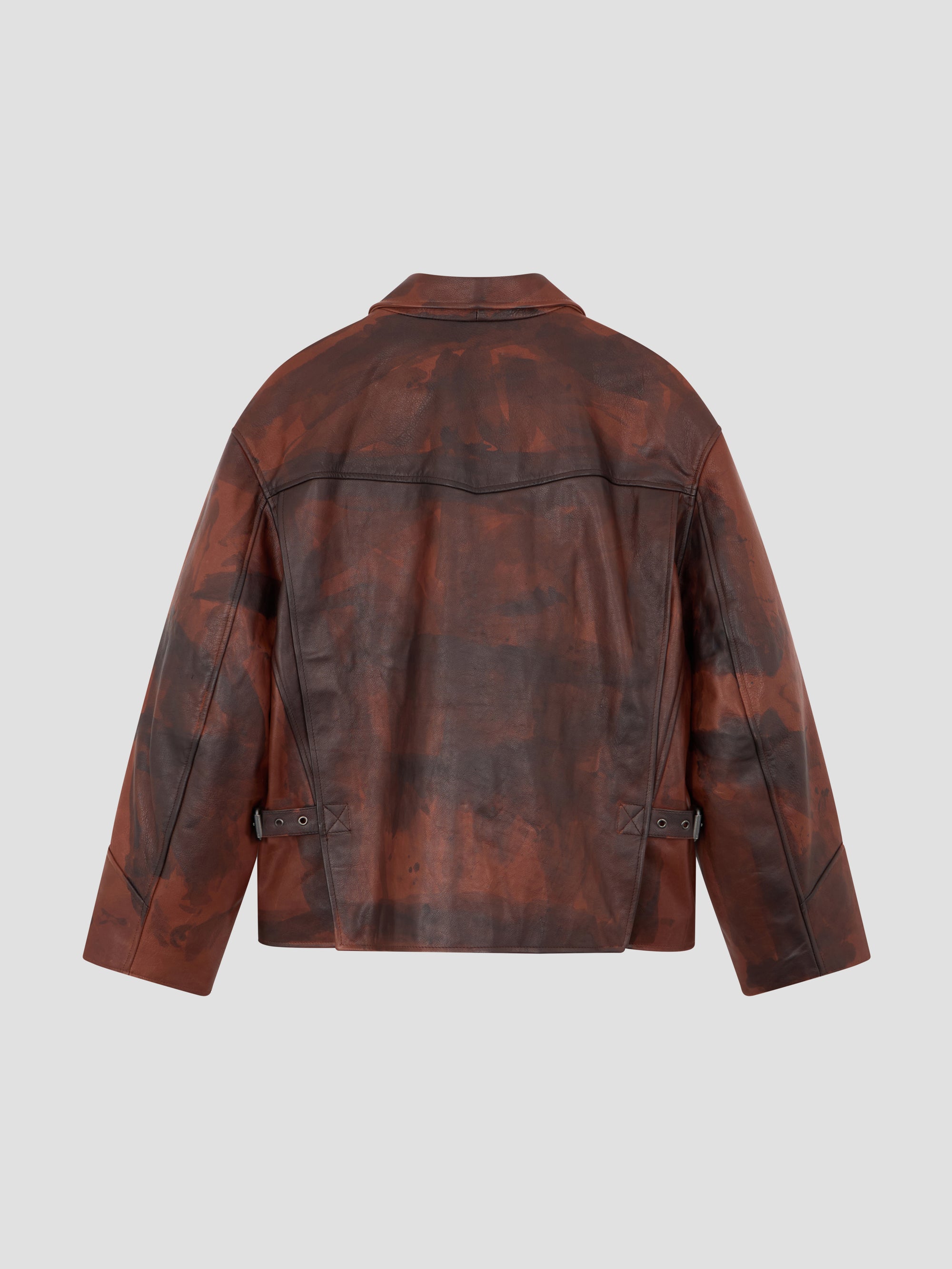 PACC17C001 ~ DISTRESSED LEATHER JACKET - BROWN