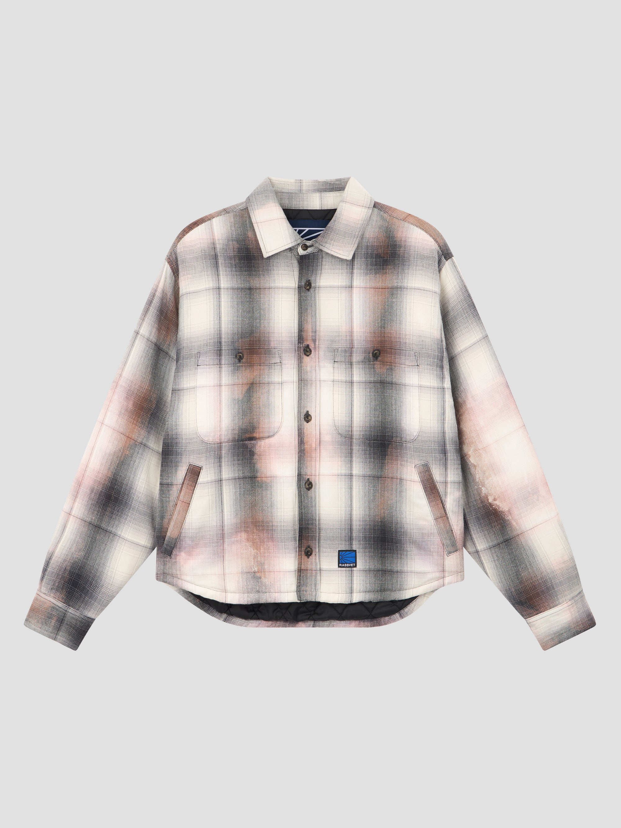 PACC17J002 ~ QUILTED FLANNEL JACKET - BLEACHED PLAID
