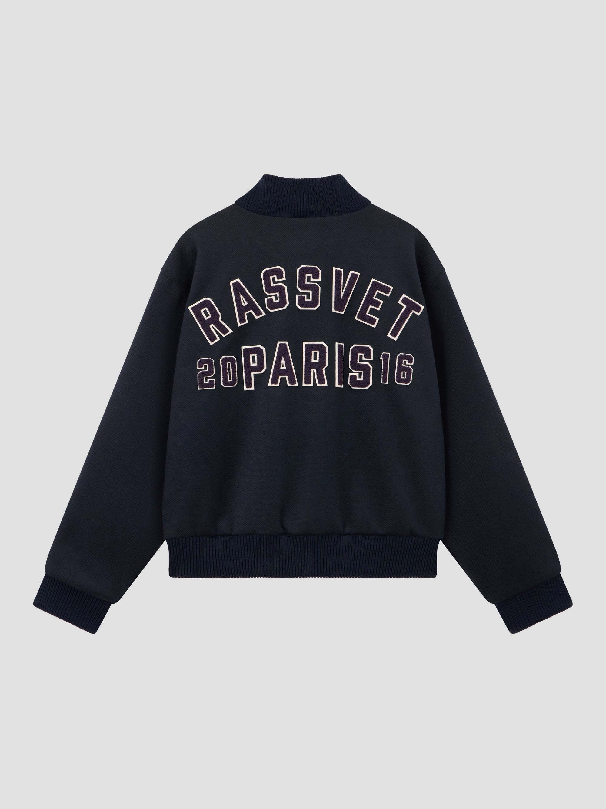 PACC17J005 ~ LINED VARSITY JACKET - NAVY / OFF WHITE