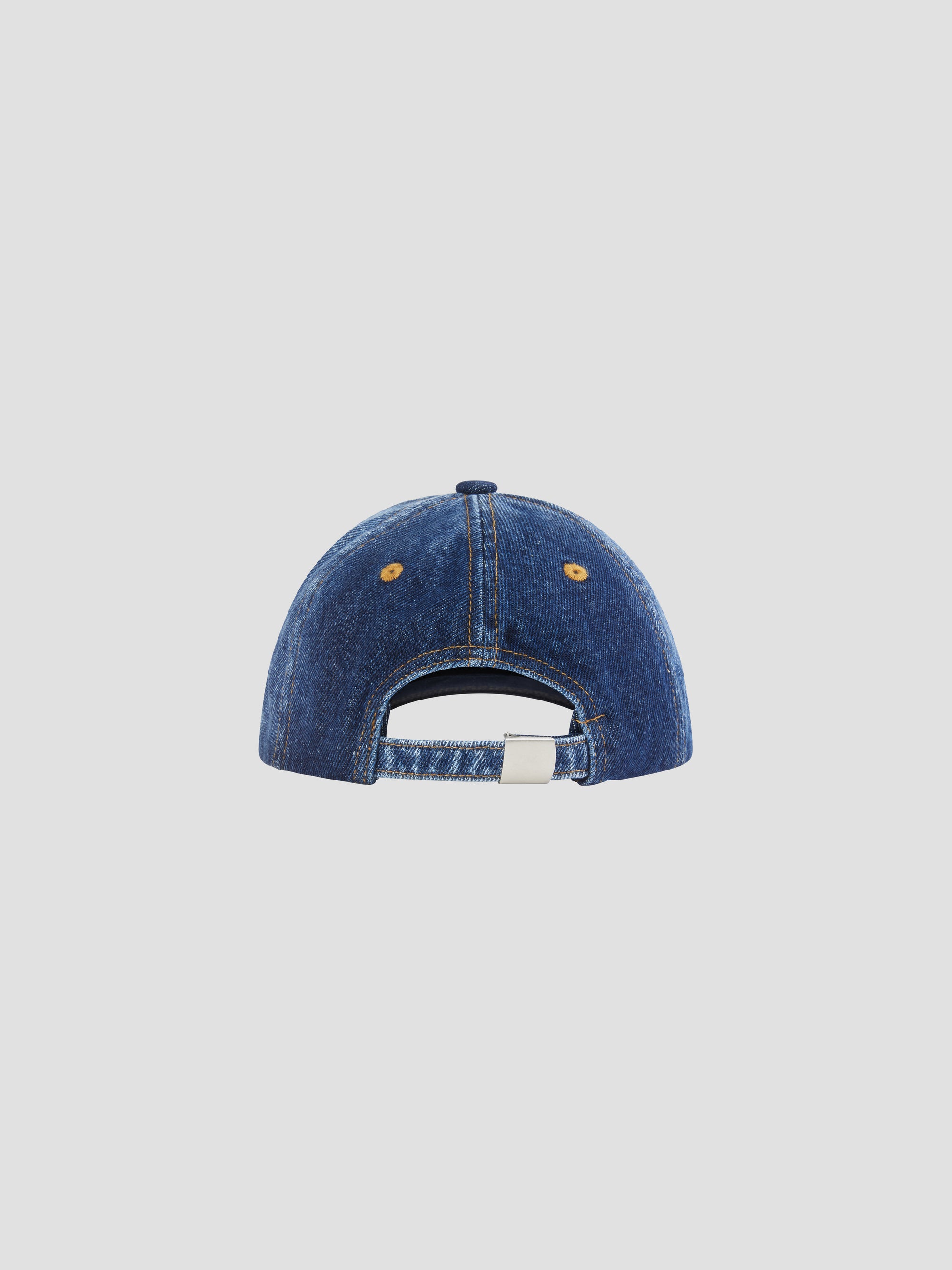 PACC17K001 ~ SCRIPT 6 PANEL STRAPBACK - WASHED DENIM