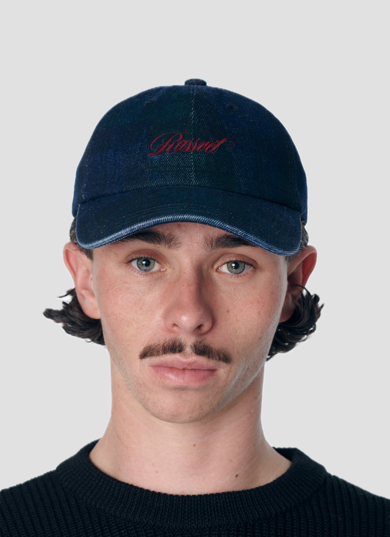 PACC17K021 ~ SCRIPT 6 PANEL STRAPBACK - DENIM