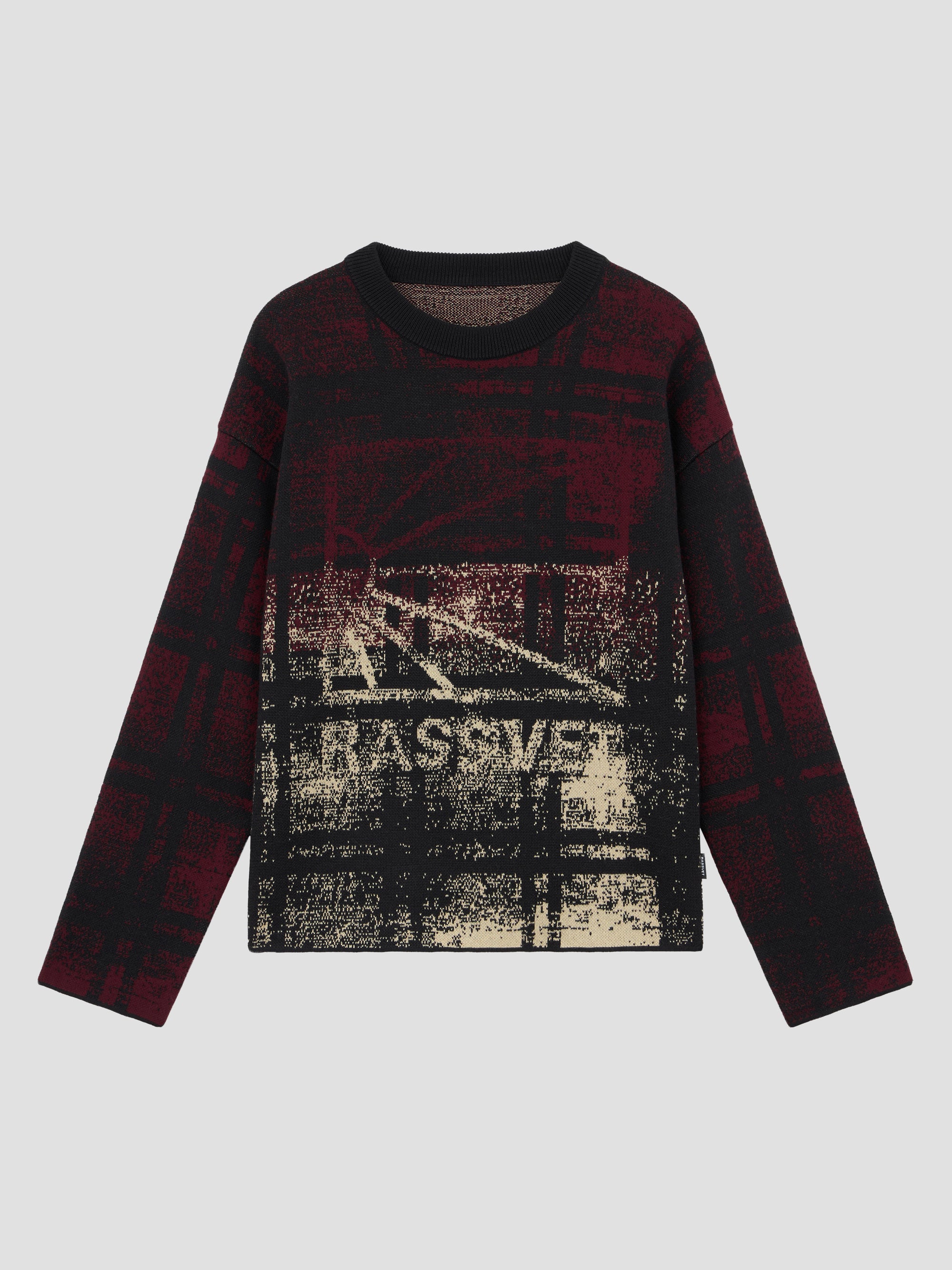 PACC17N001 ~ LOGO FADE KNIT SWEATER - DARK BROWN / MULTI