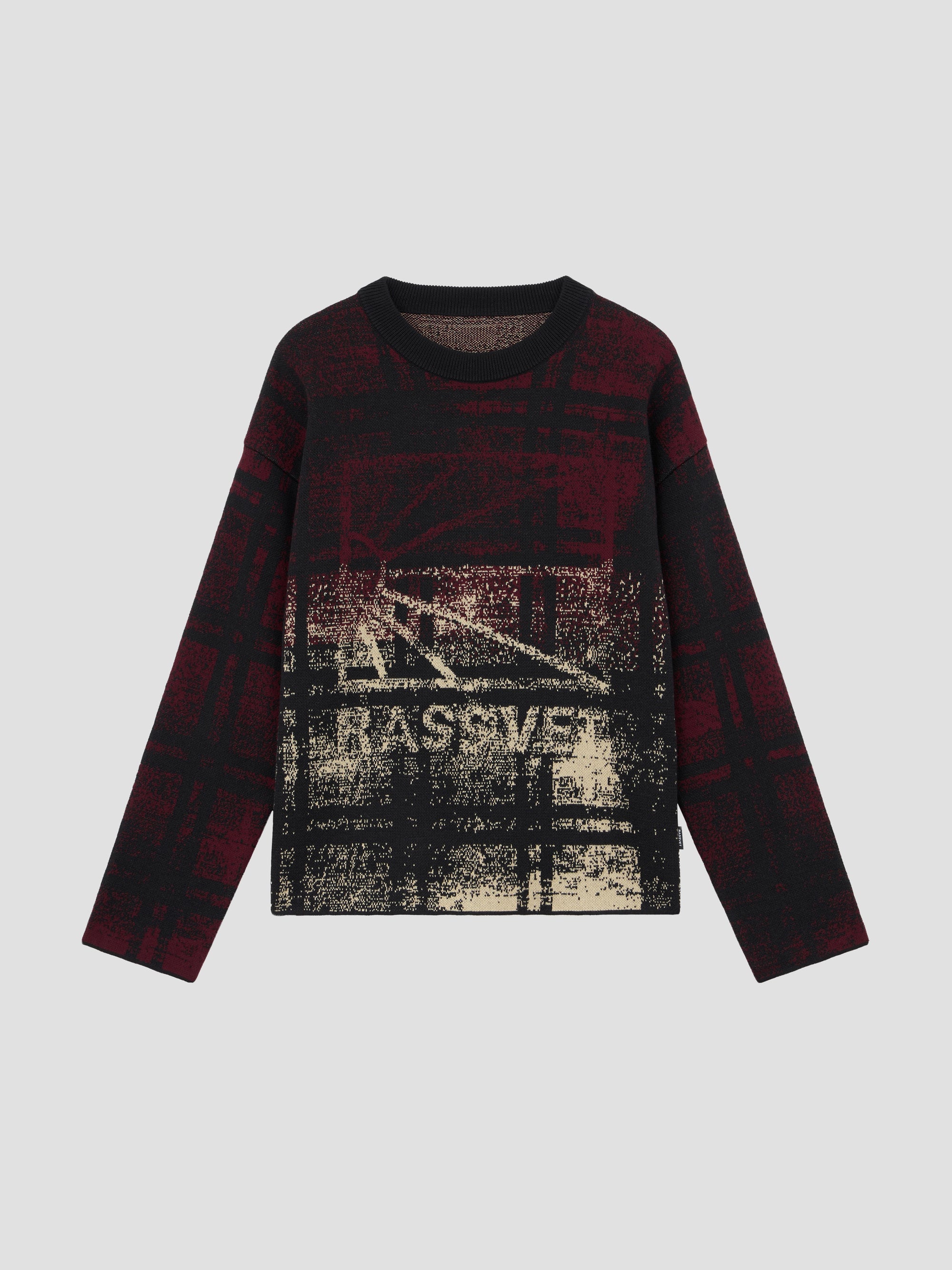 PACC17N001 ~ LOGO FADE KNIT SWEATER - DARK BROWN / MULTI