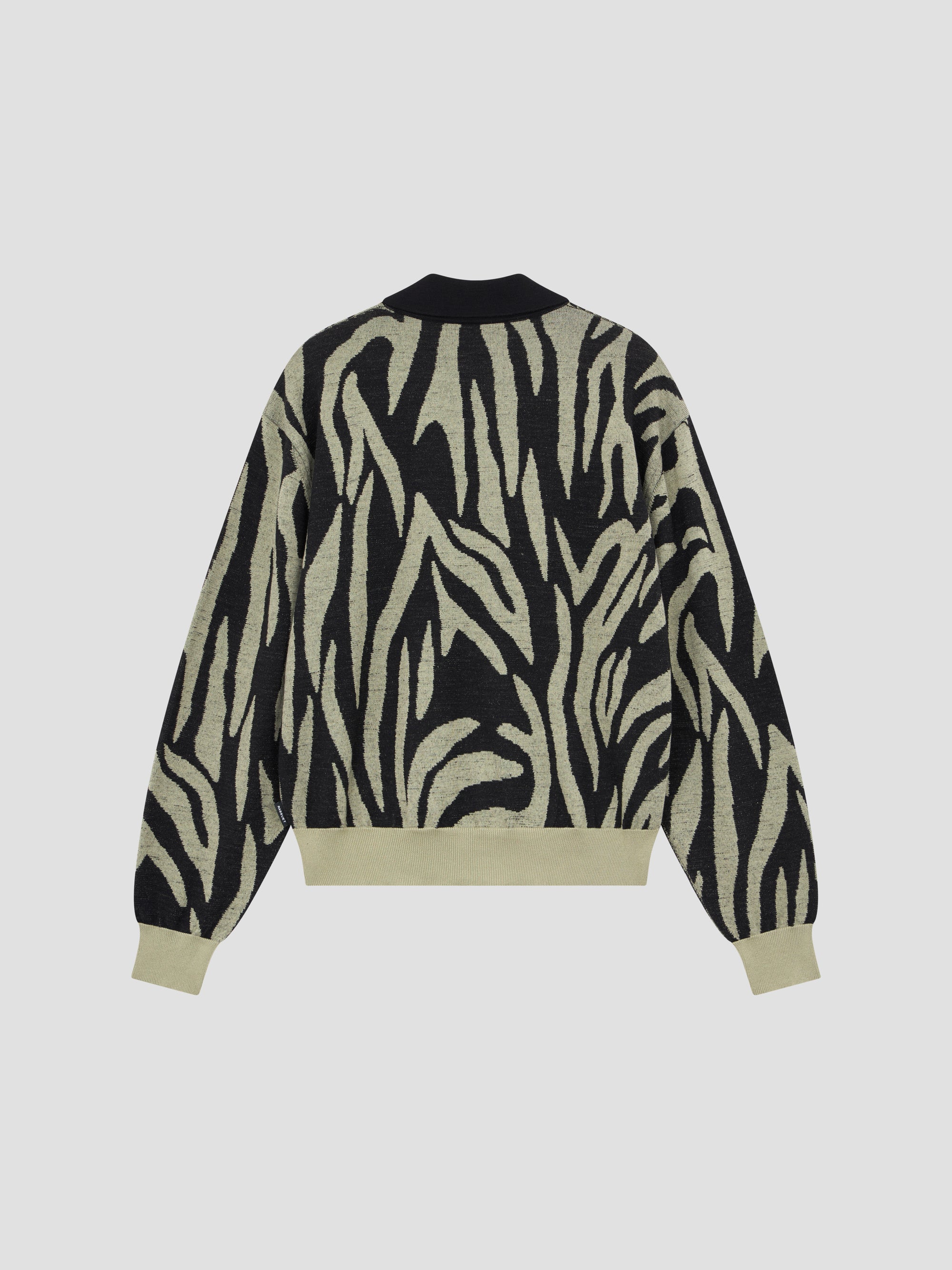 PACC17N004 ~ SAFARI KNIT LS POLO - GREY GREEN / BLACK