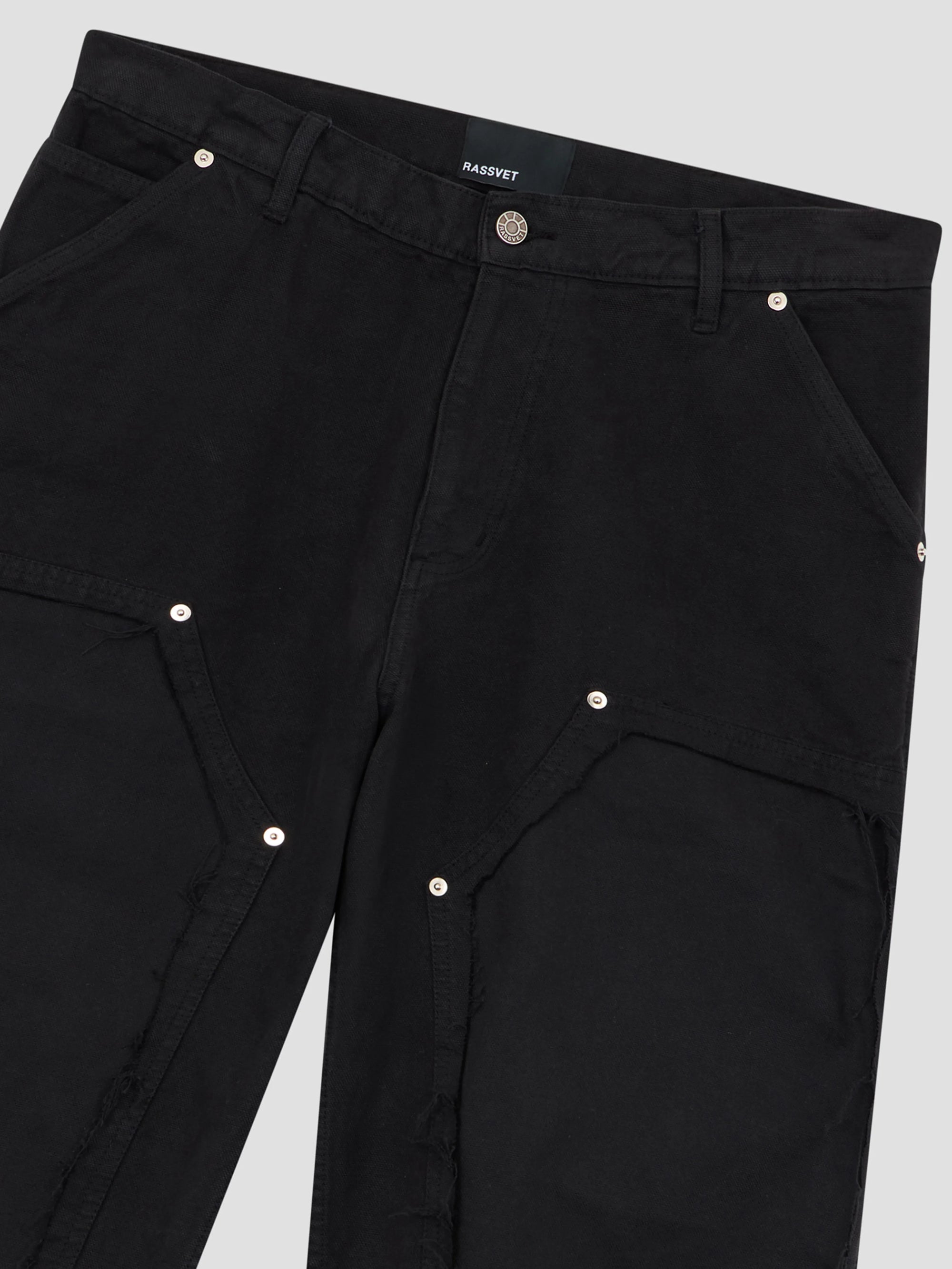 PACC17P004 ~ DISTRESSED DOUBLE KNEE WORK PANT - BLACK