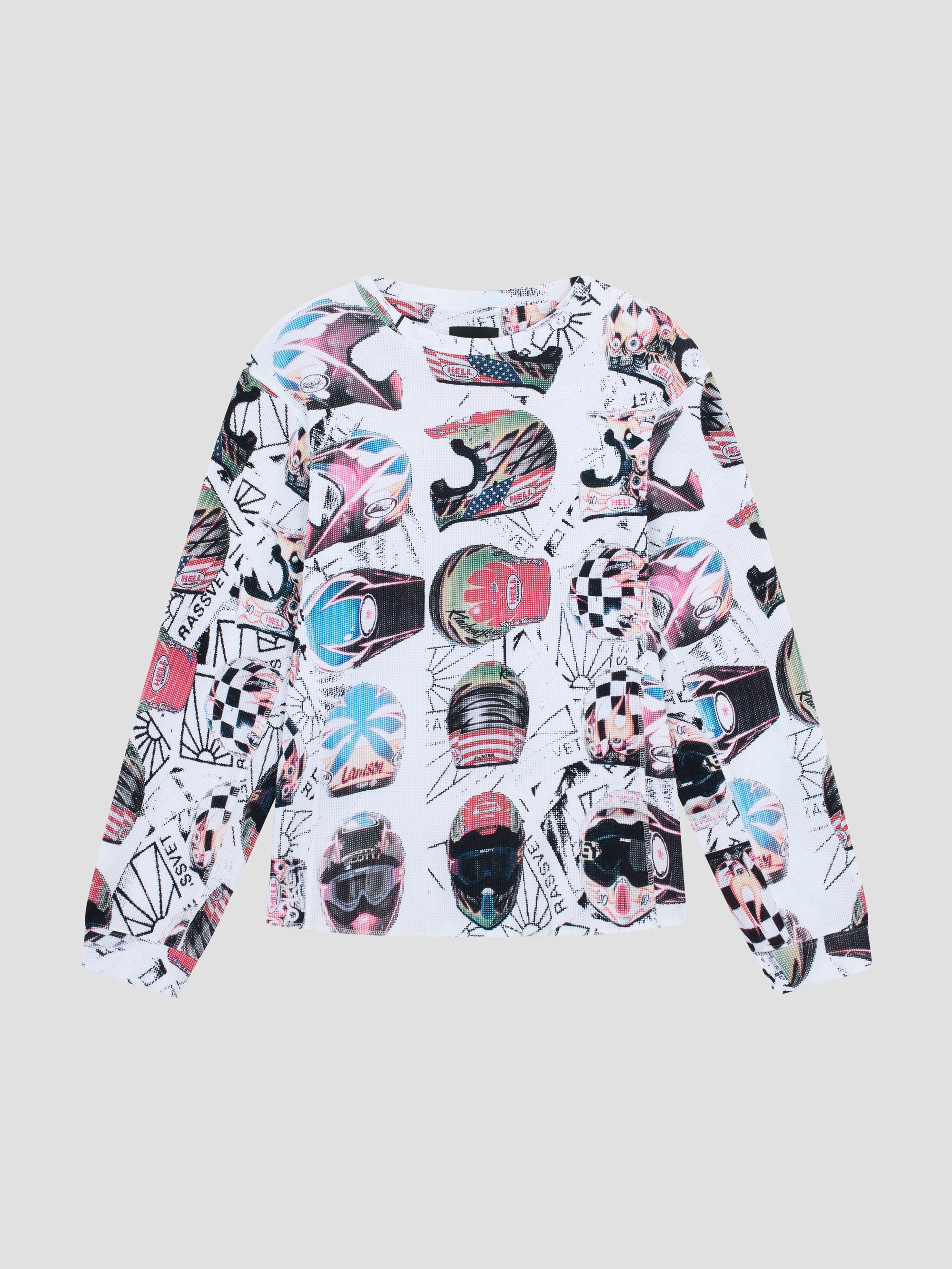 PACC17T009 ~ HELMET THERMAL LS TEE - WHITE / MULTI