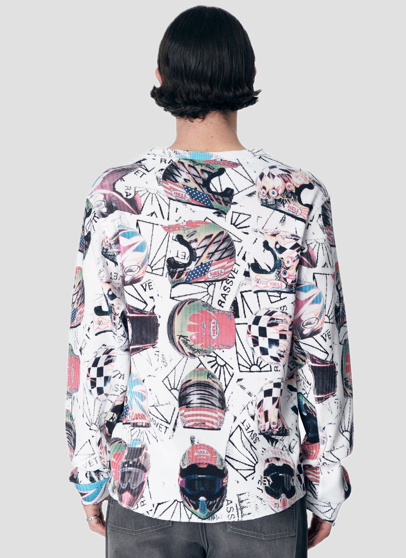 PACC17T009 ~ HELMET THERMAL LS TEE - WHITE / MULTI