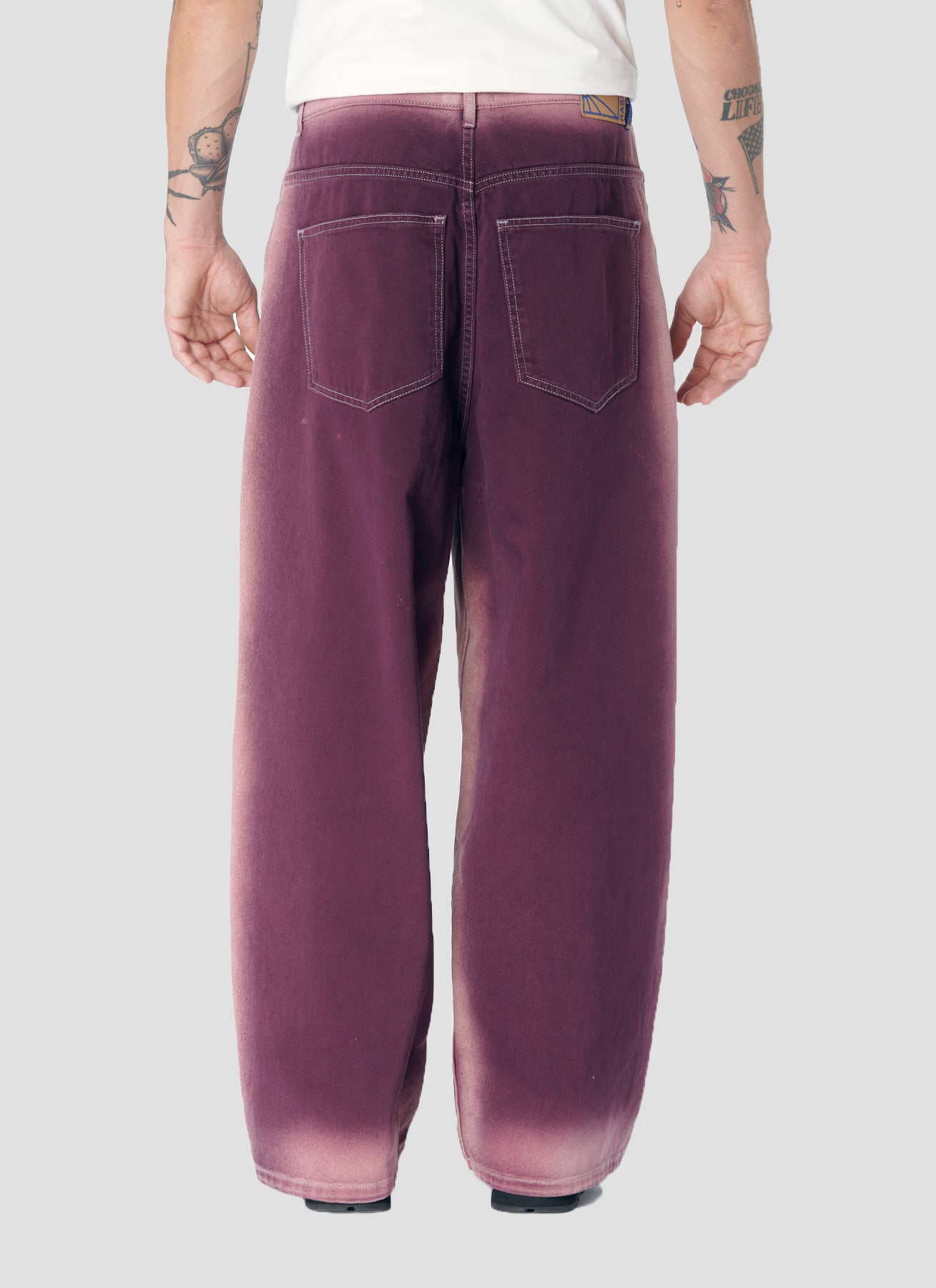 PACC17P013 ~ WASHED EXTRA BAGGY DENIM PANT - PURPLE