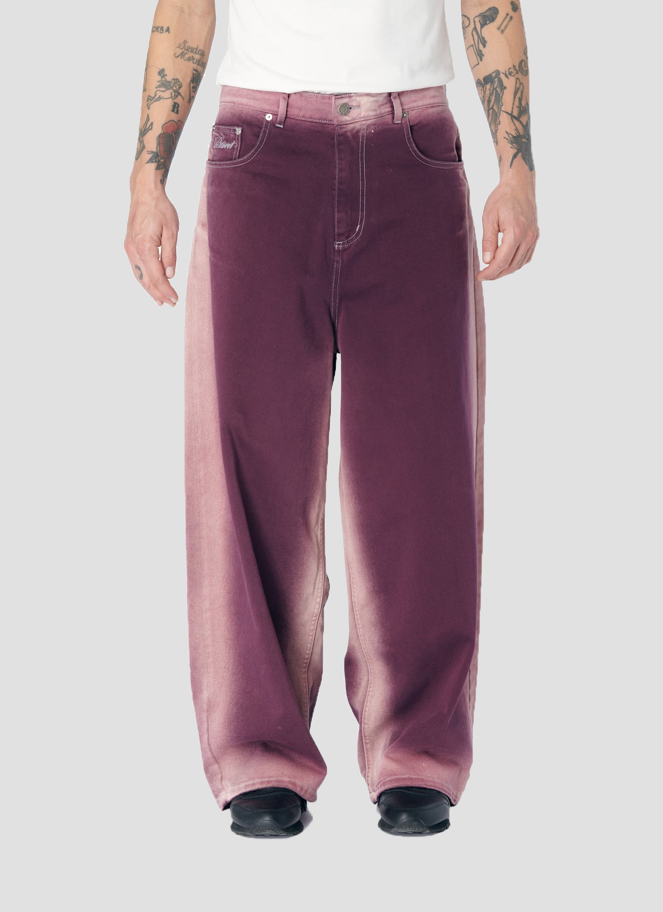 PACC17P013 ~ WASHED EXTRA BAGGY DENIM PANT - PURPLE