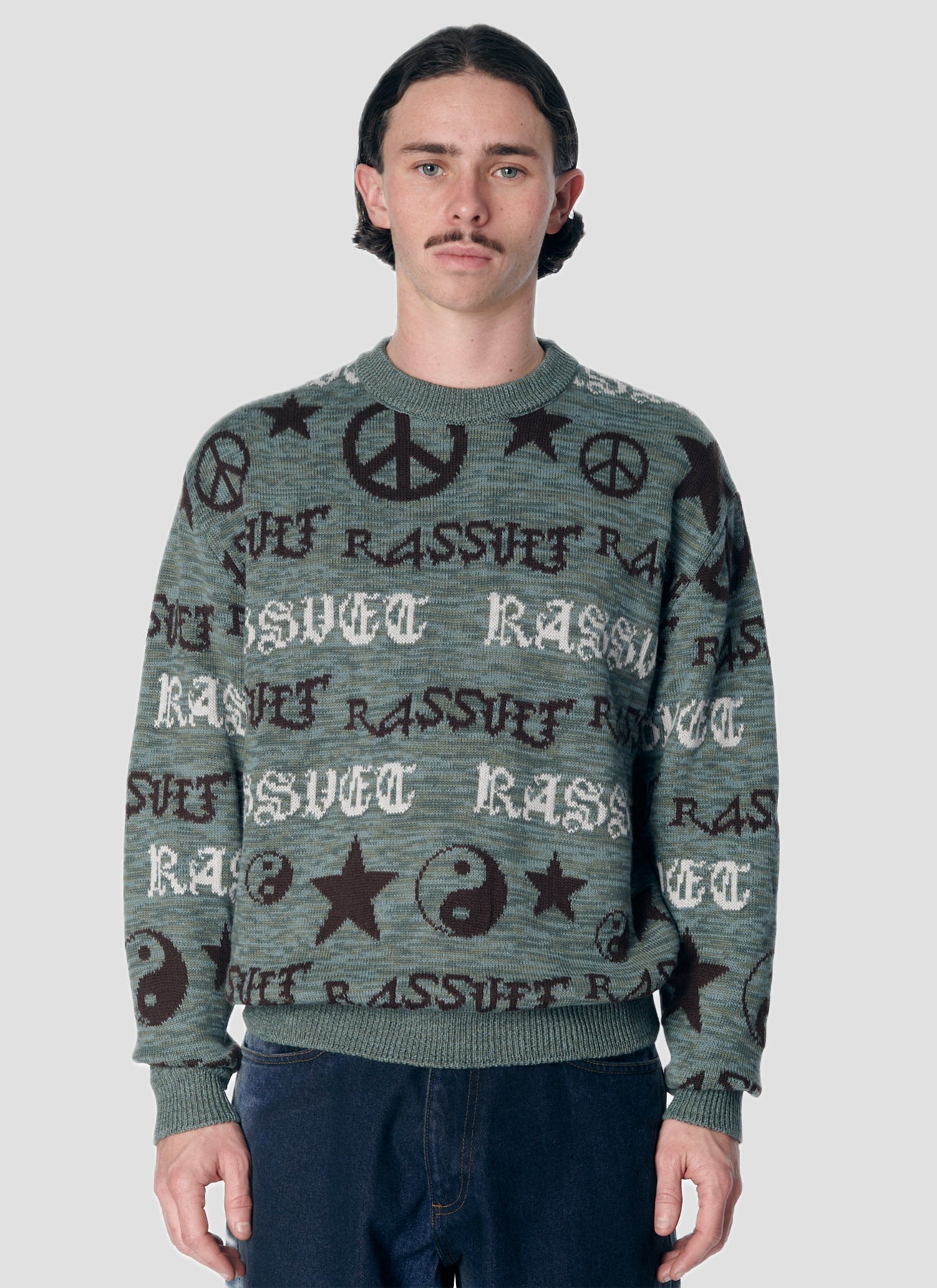 PACC17N002 ~ FAIRISLE KNIT SWEATER - GREY / MULTI