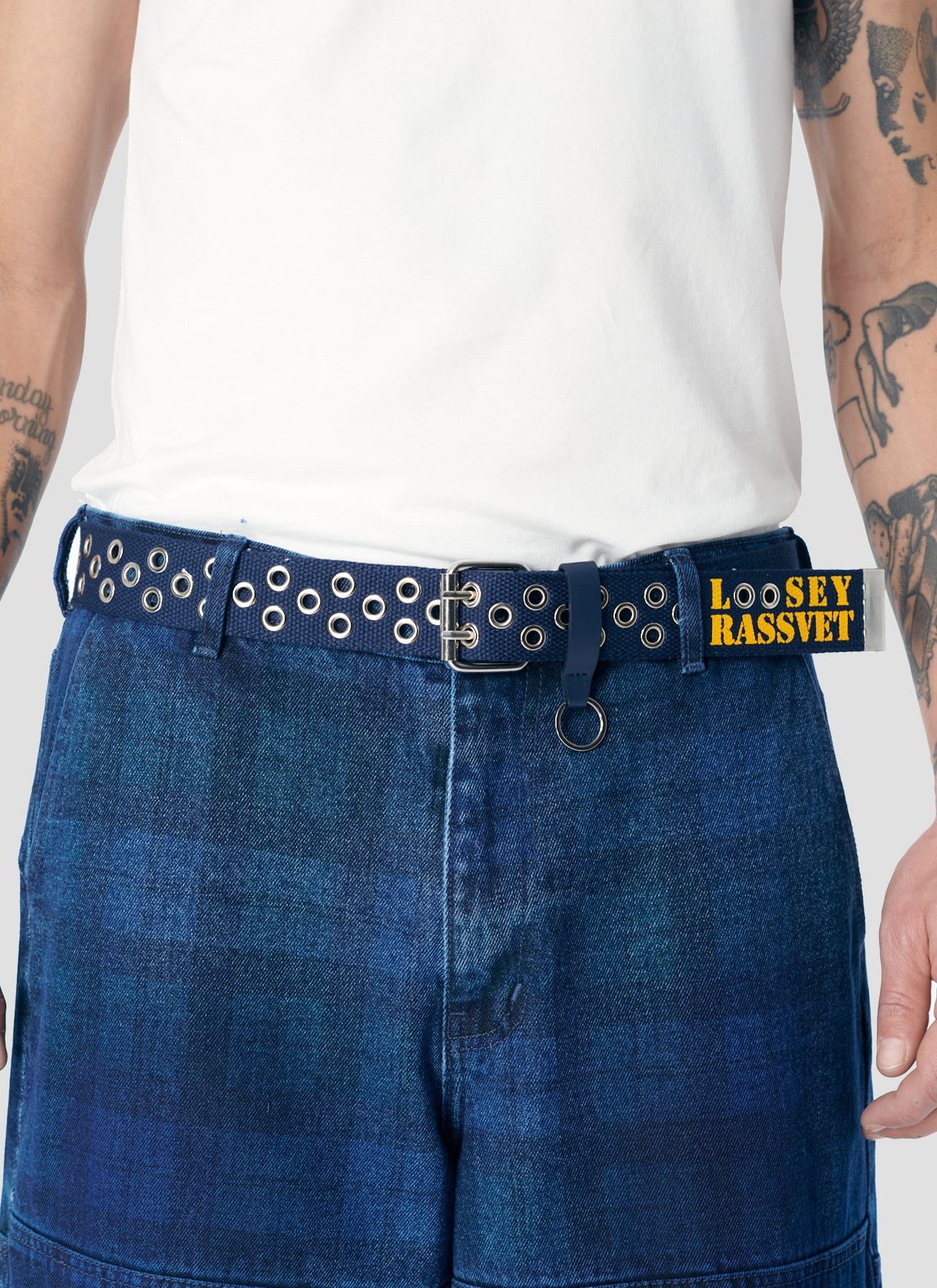 PACC17K202 ~ WOVEN GROMMET KEYCHAIN BELT - NAVY