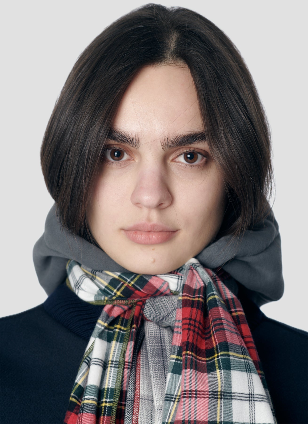 PACC17K015 ~ WOVEN DOUBLE SCARF - PLAID / MULTI