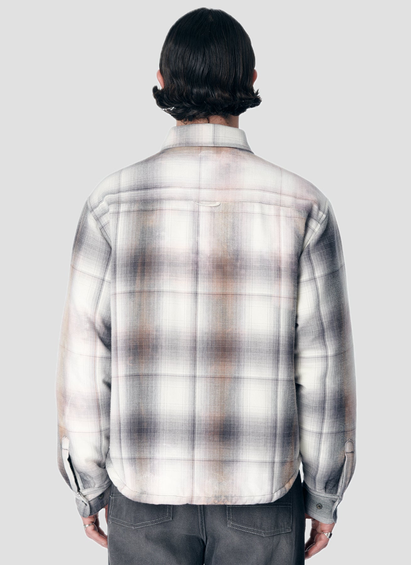 PACC17J002 ~ QUILTED FLANNEL JACKET - BLEACHED PLAID