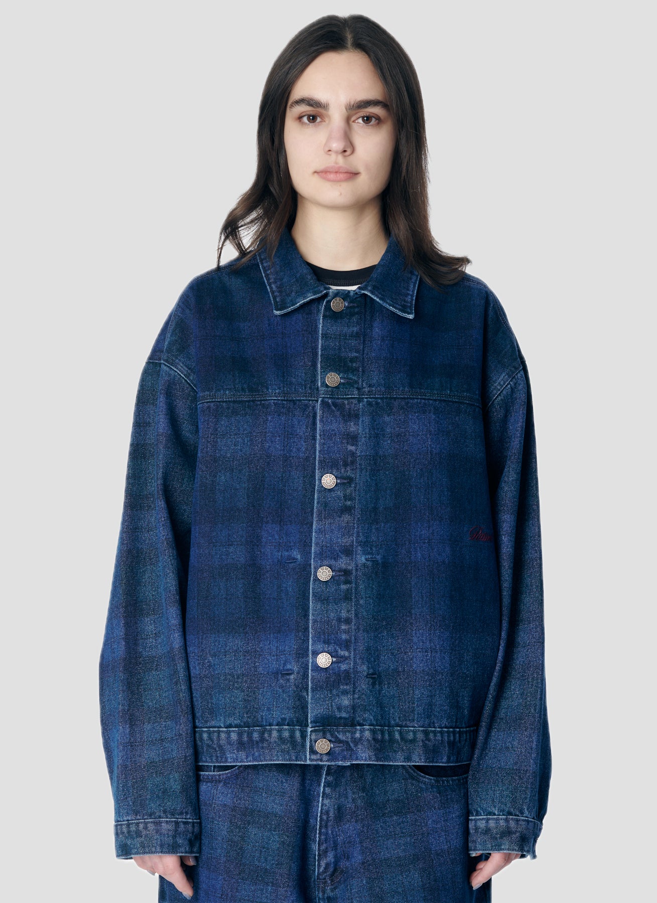 PACC17J001 ~ TARTAN DENIM JACKET - BLUE PLAID