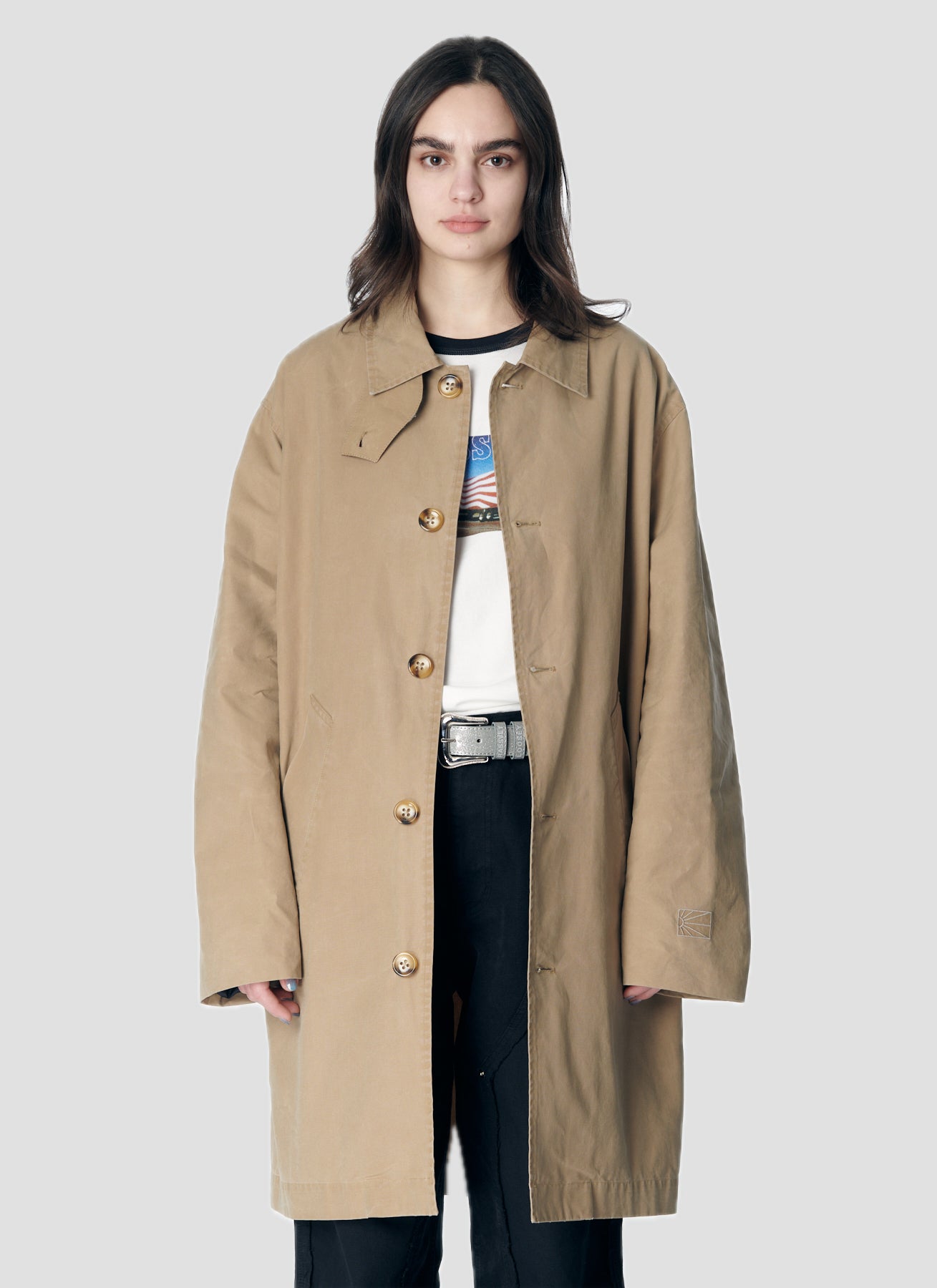 PACC17C002 ~ WAXED TRENCH COAT - BEIGE