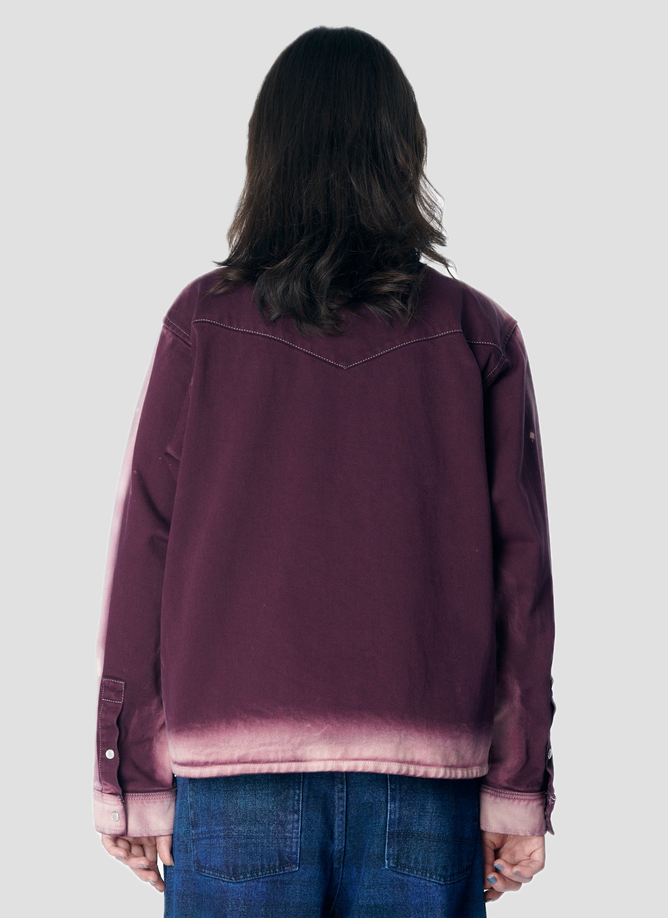 PACC17B011 ~ WASHED LS DENIM SHIRT - PURPLE