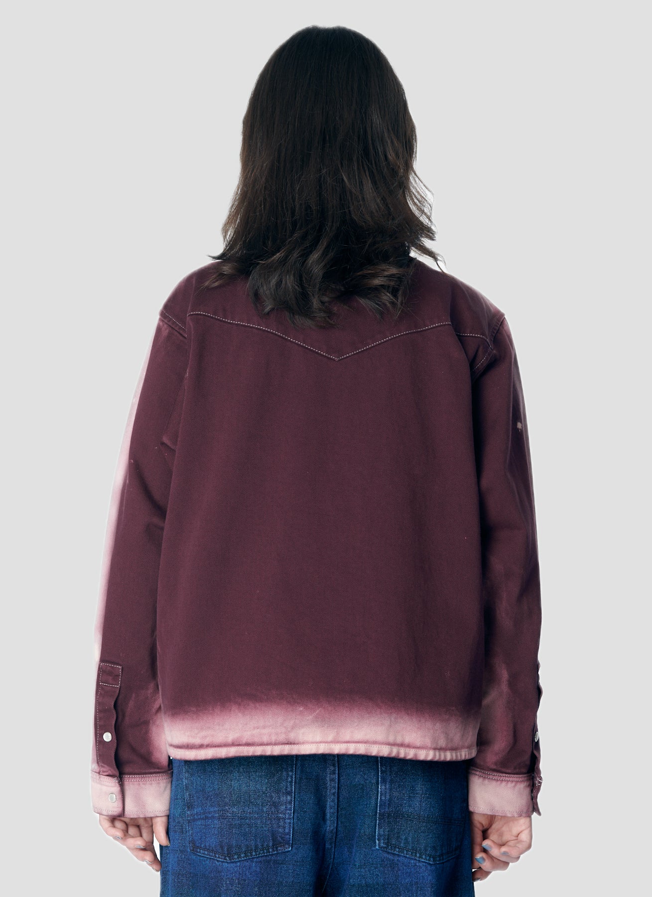 PACC17B011 ~ WASHED LS DENIM SHIRT - PURPLE