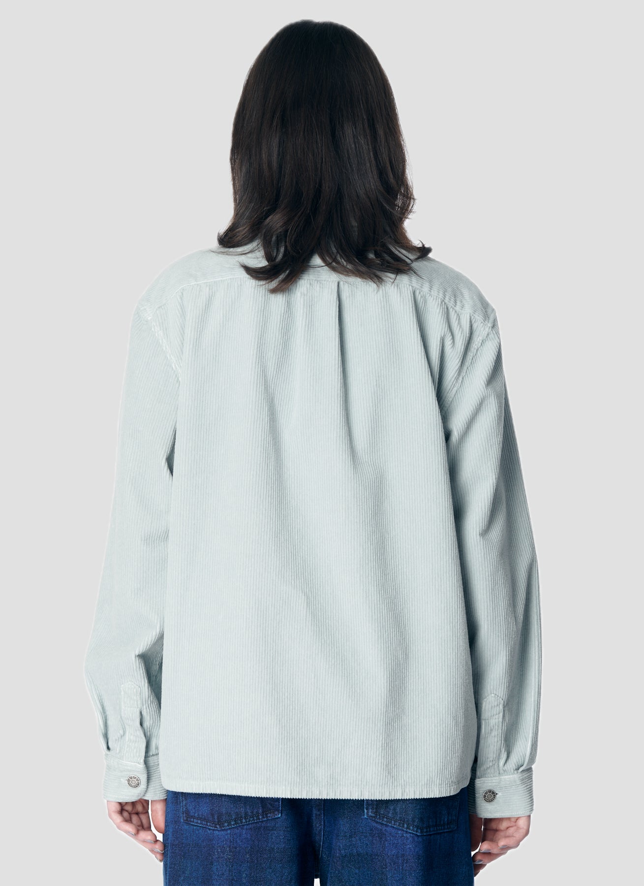 PACC17B003 ~ CORDUROY LS ZIP SHIRT - LIGHT BLUE