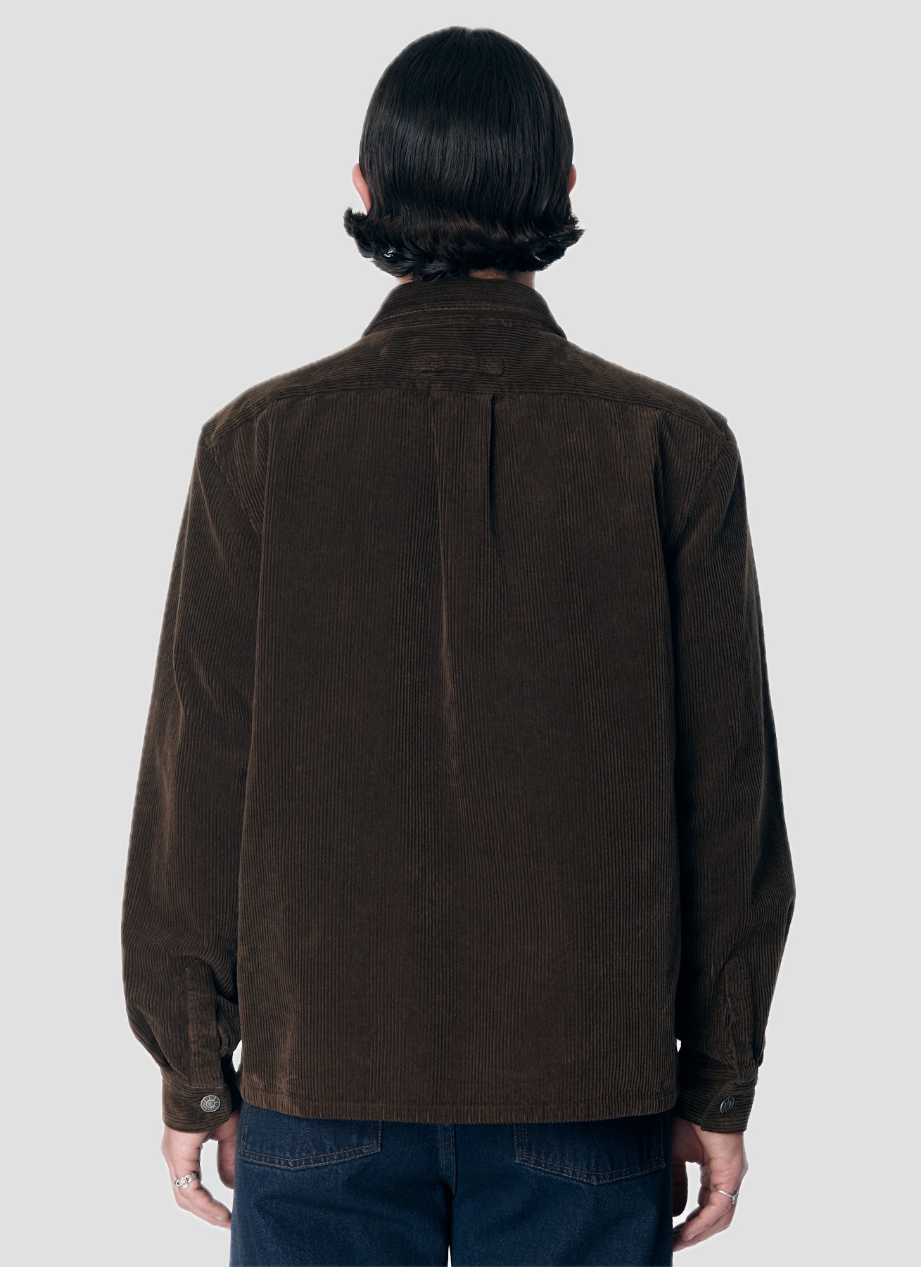 PACC17B003 ~ CORDUROY LS ZIP SHIRT - BROWN