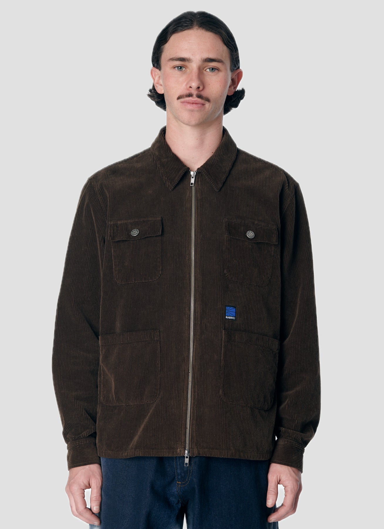 PACC17B003 ~ CORDUROY LS ZIP SHIRT - BROWN