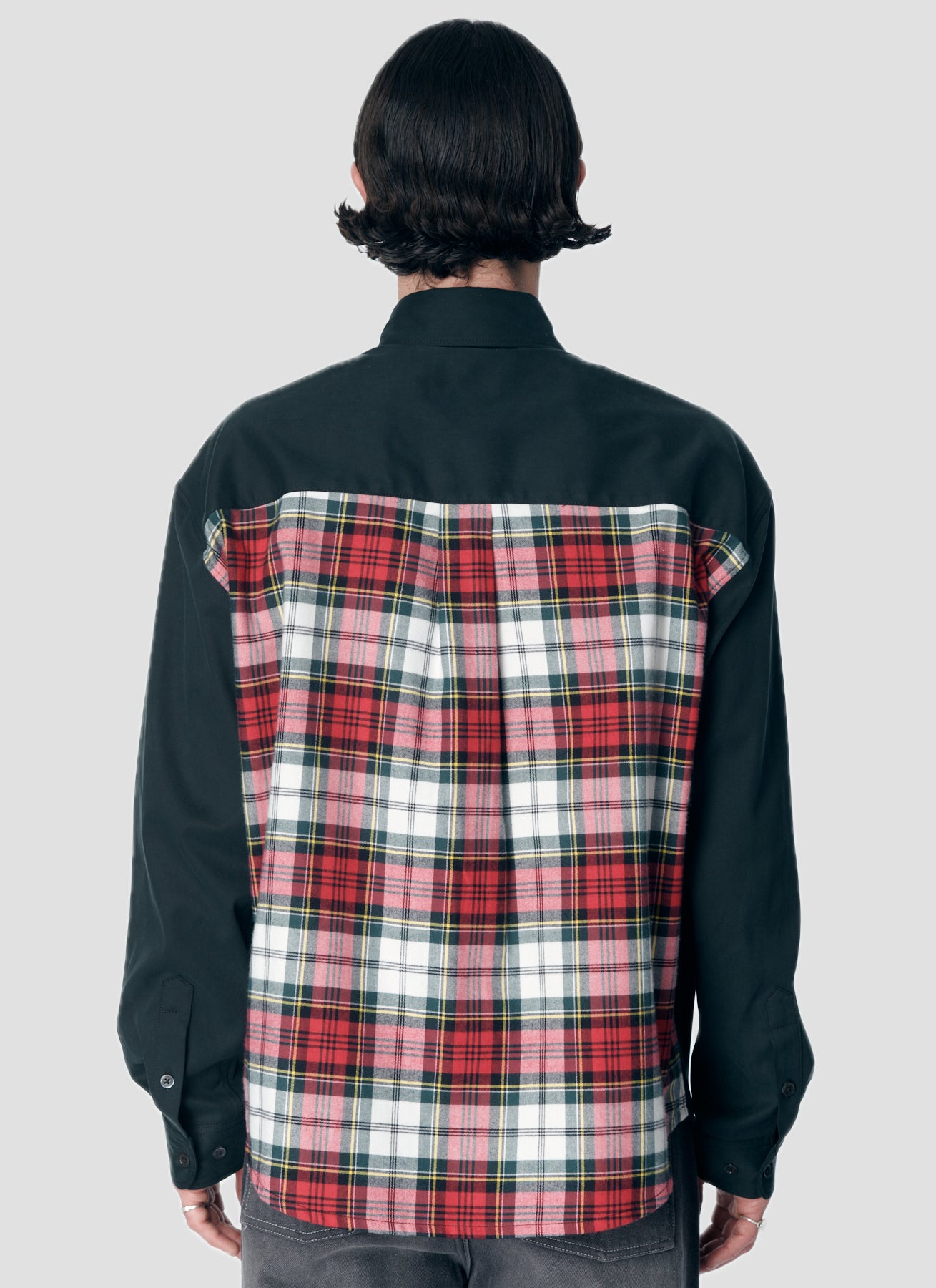 PACC17B002 ~ COMBO PLAID LS OFFICE SHIRT - BLACK / MULTI