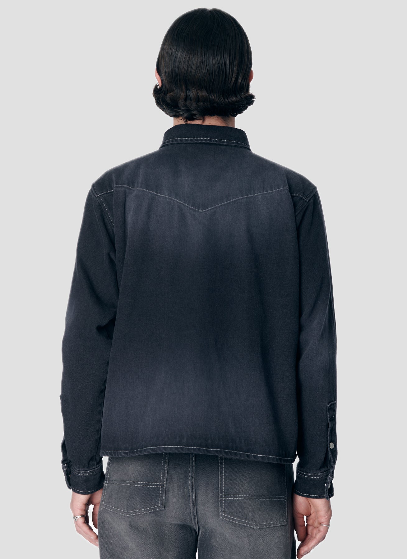PACC17B001 ~ WASHED LS DENIM SHIRT - BLACK