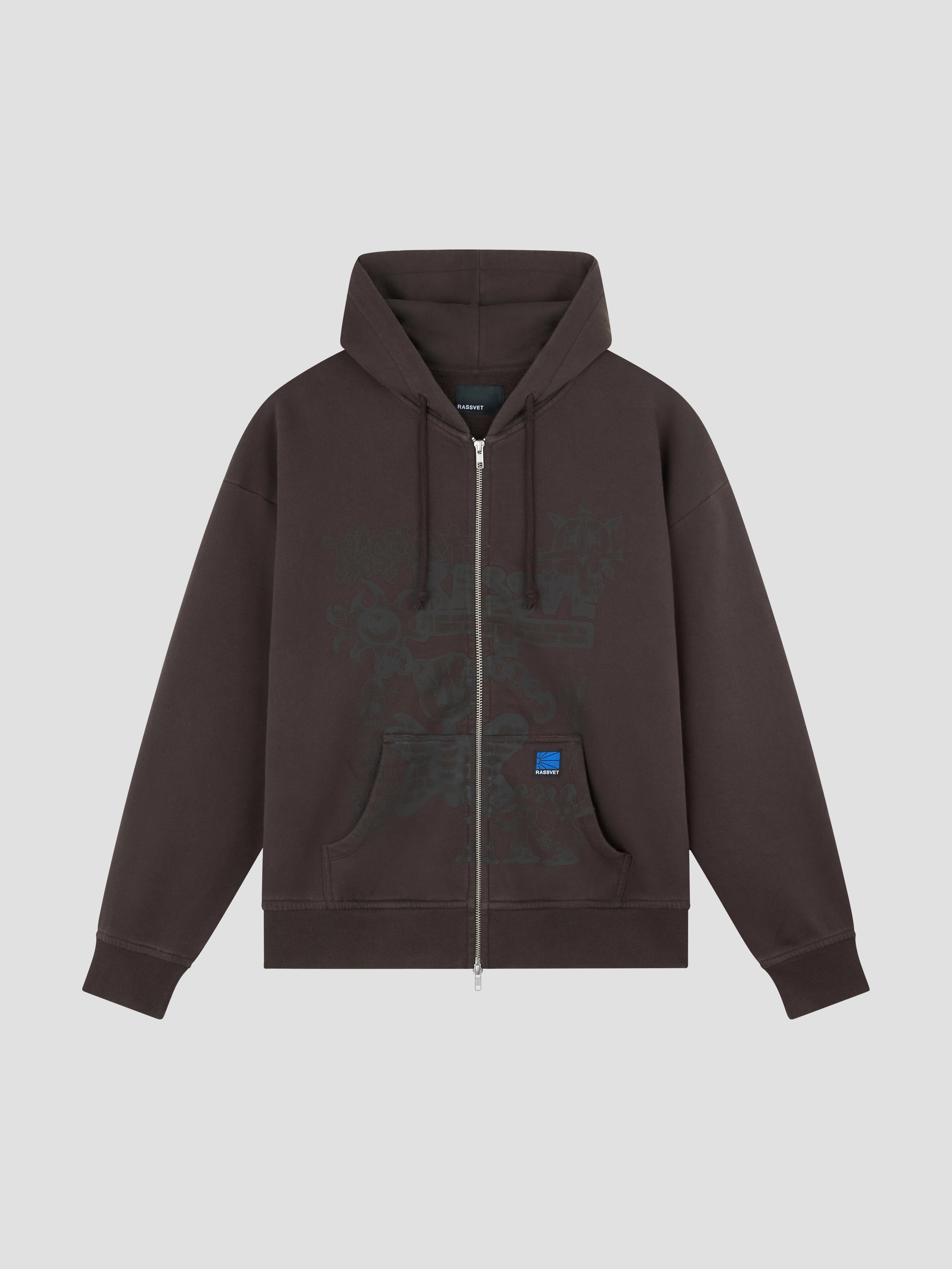 PACC18T024-1 ~ MEN COLLAGE ZIP HOODIE BROWN – RASSVETSKATEBOARDS.COM