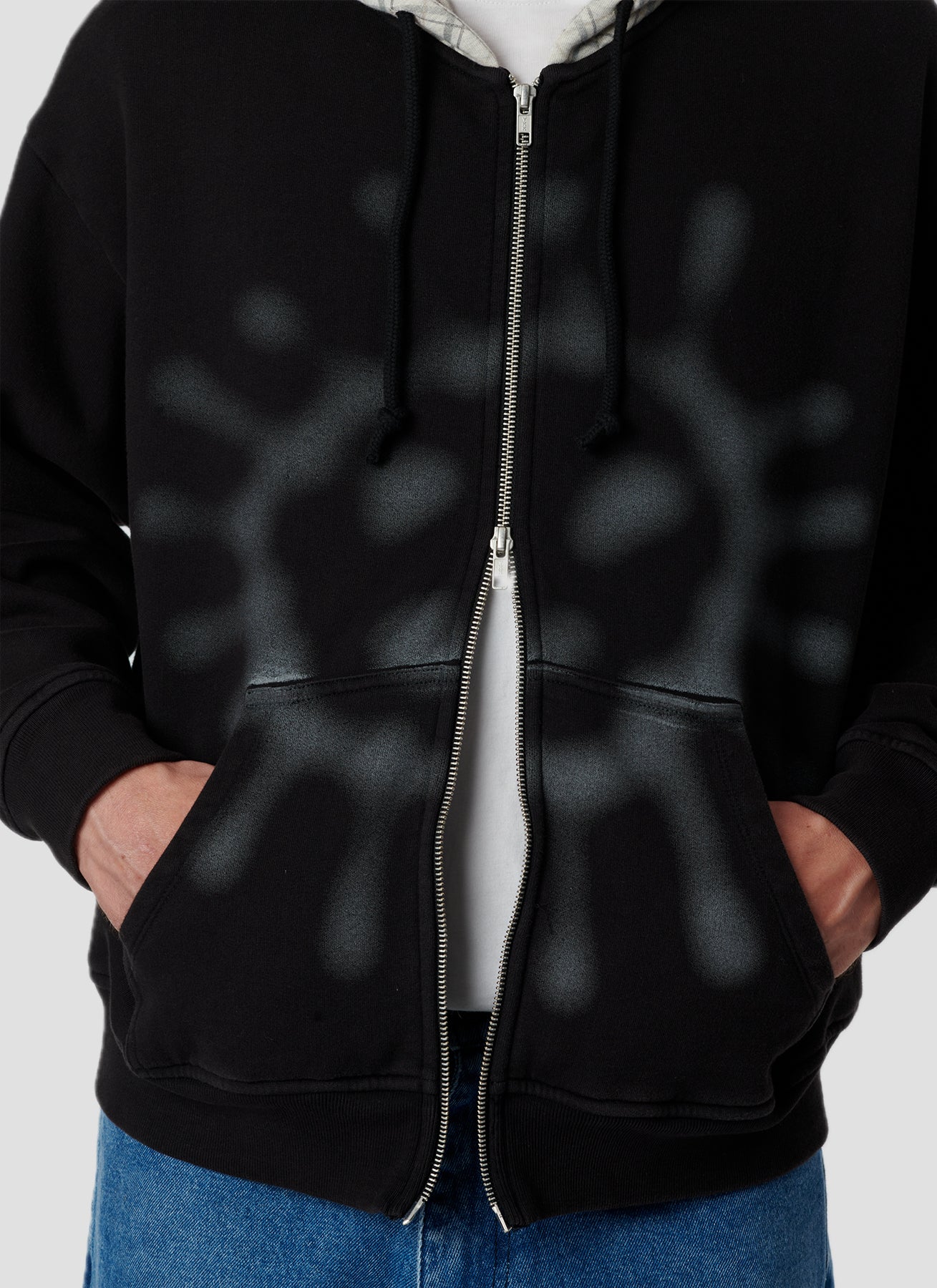 PACC18T025 ~ SUN FADED ZIP HOODIE - BLACK