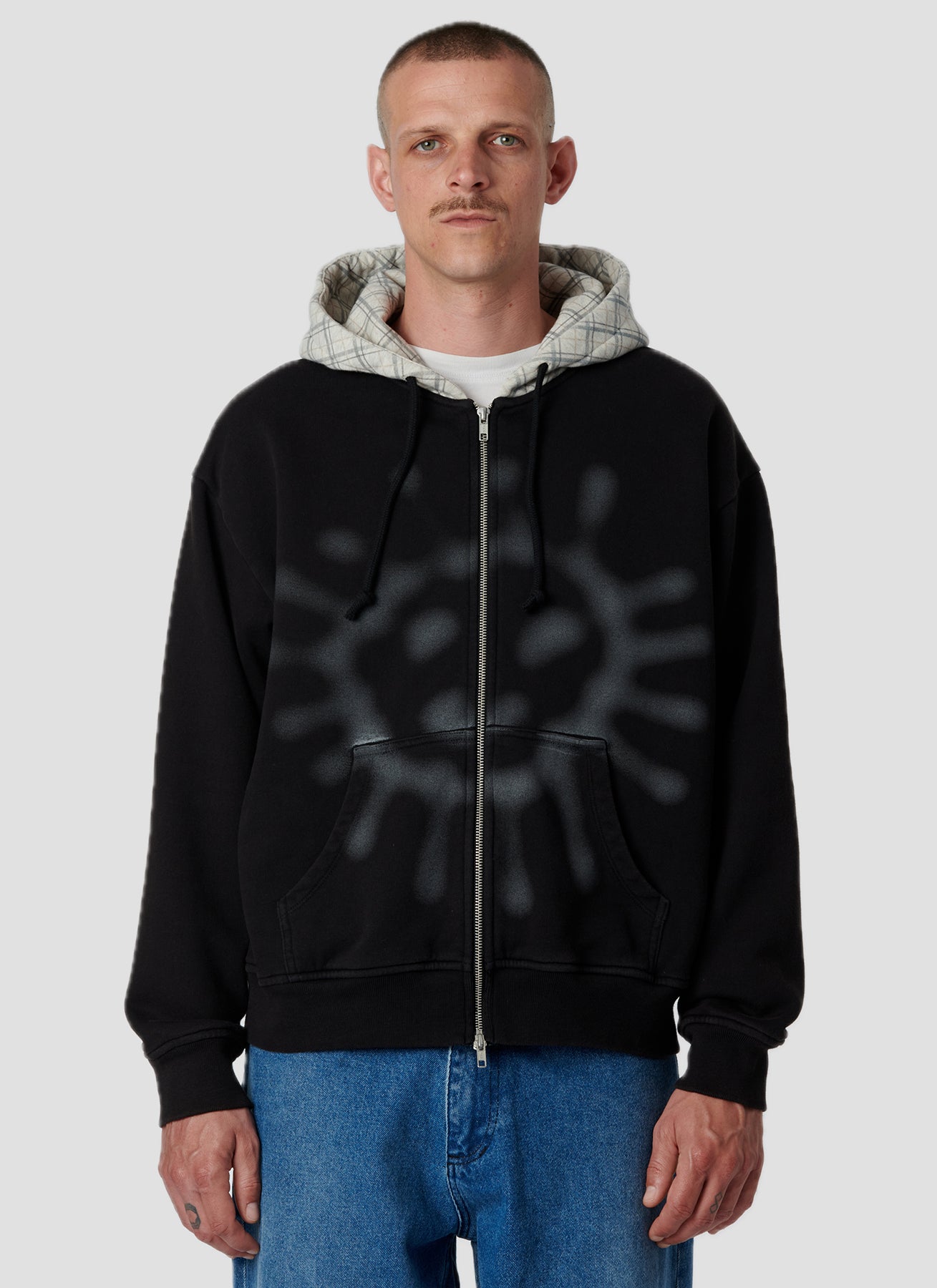 PACC18T025 ~ SUN FADED ZIP HOODIE - BLACK