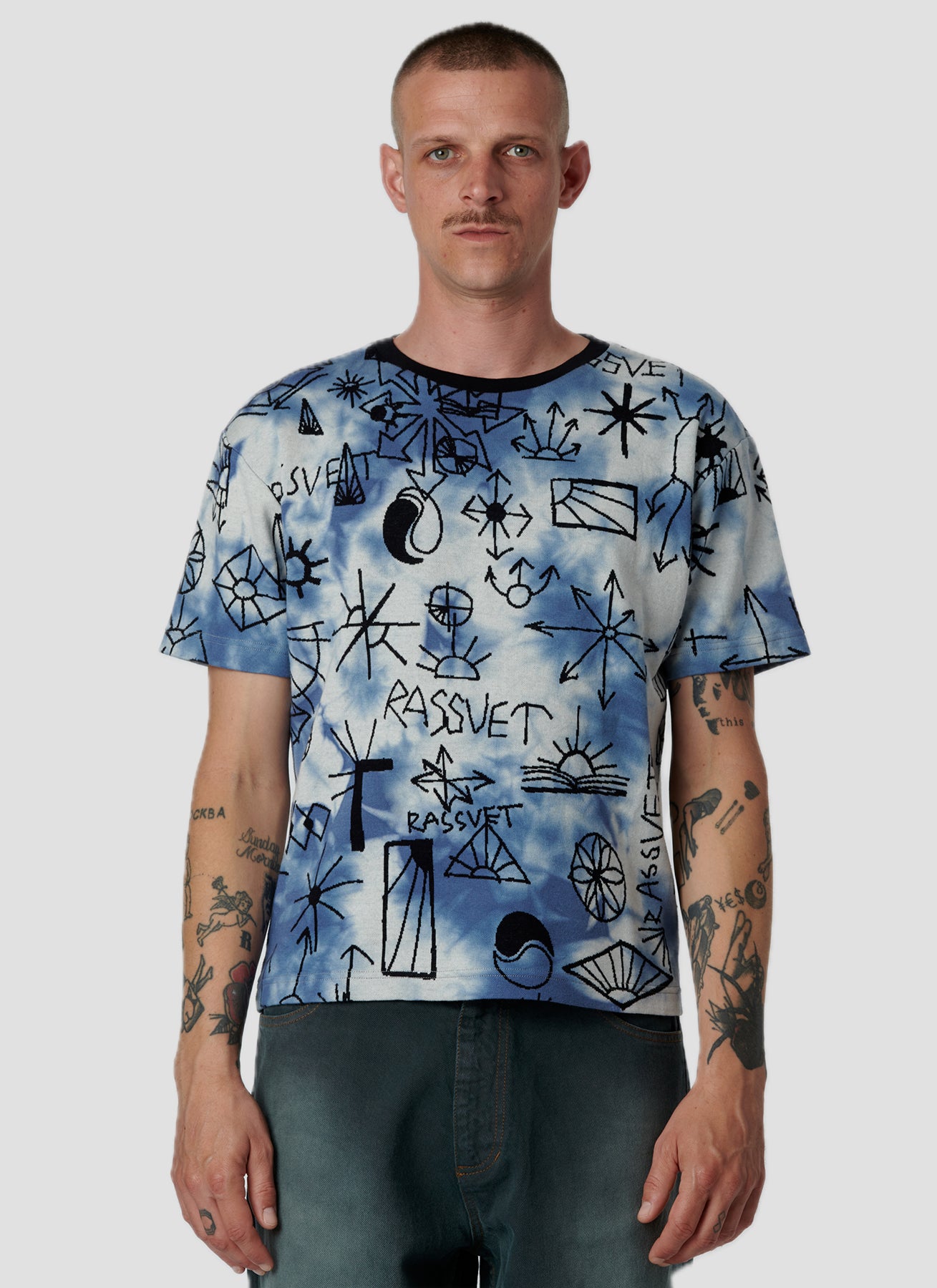 PACC18T014 ~ JACQUARD SCRIBBLE TEE - TIE DYE
