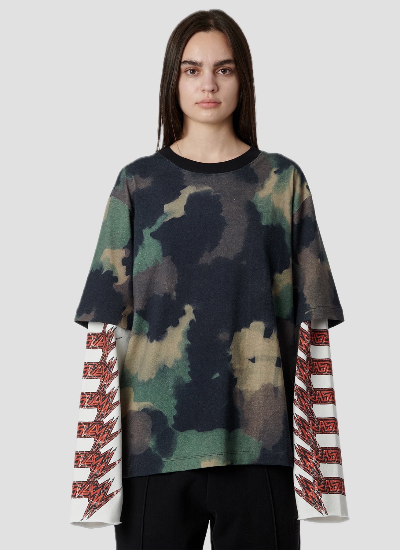 PACC18T013 ~ FAUX LAYERED METAL LS TEE - CAMO