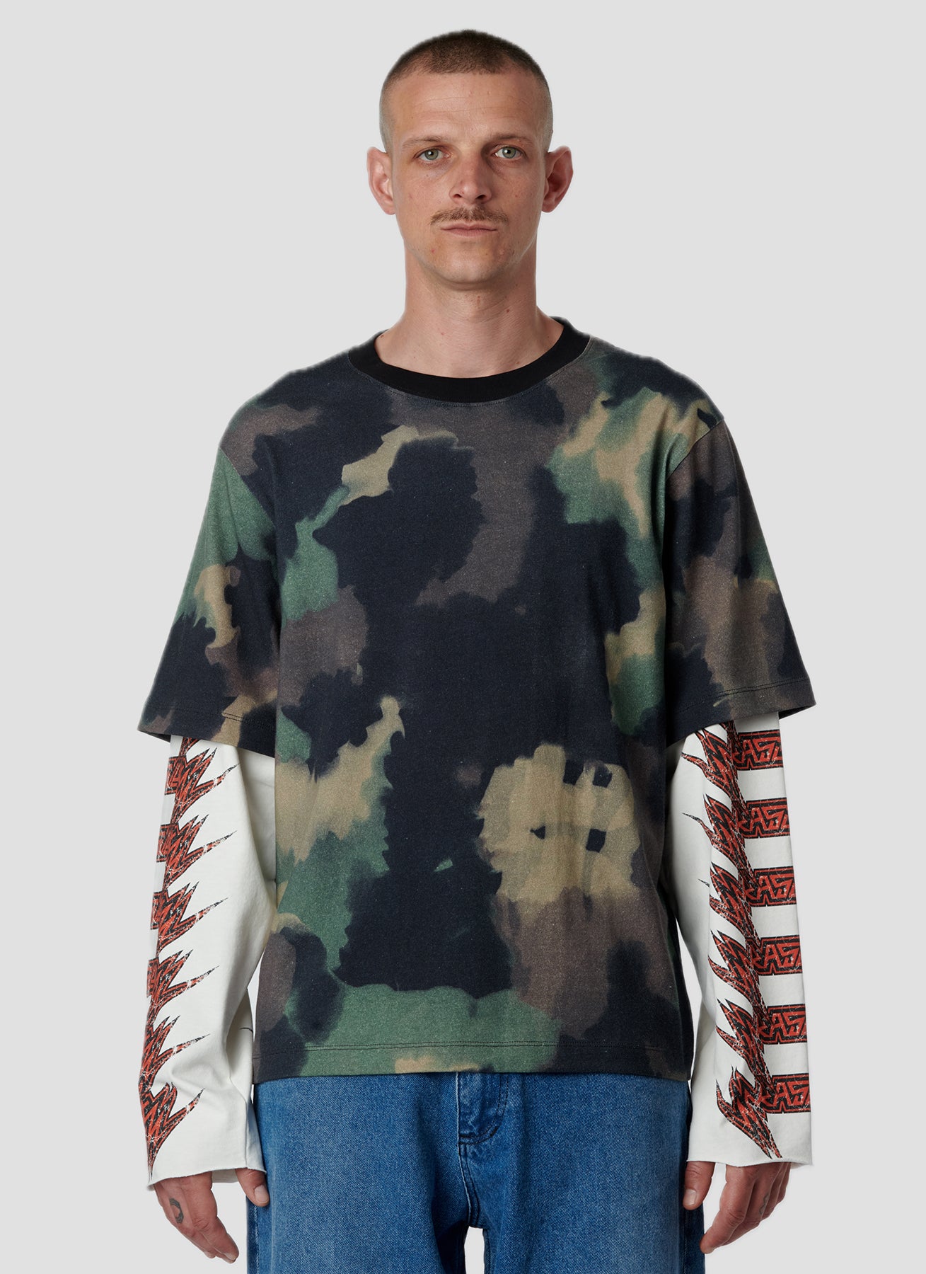 PACC18T013 ~ FAUX LAYERED METAL LS TEE - CAMO