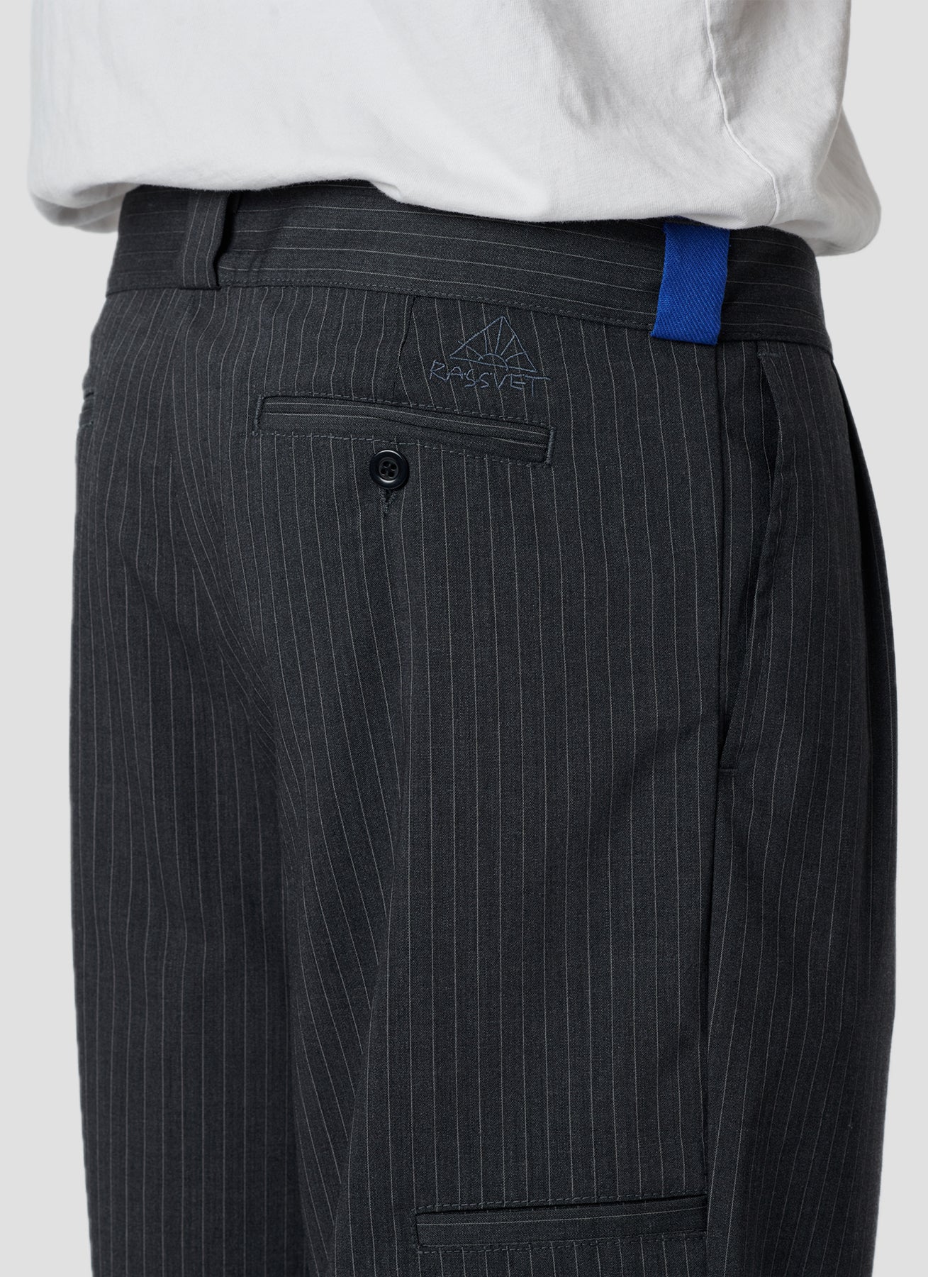 PACC18P006 ~ PLEATED LOOSE SLACKER PANTS - PINSTRIPE