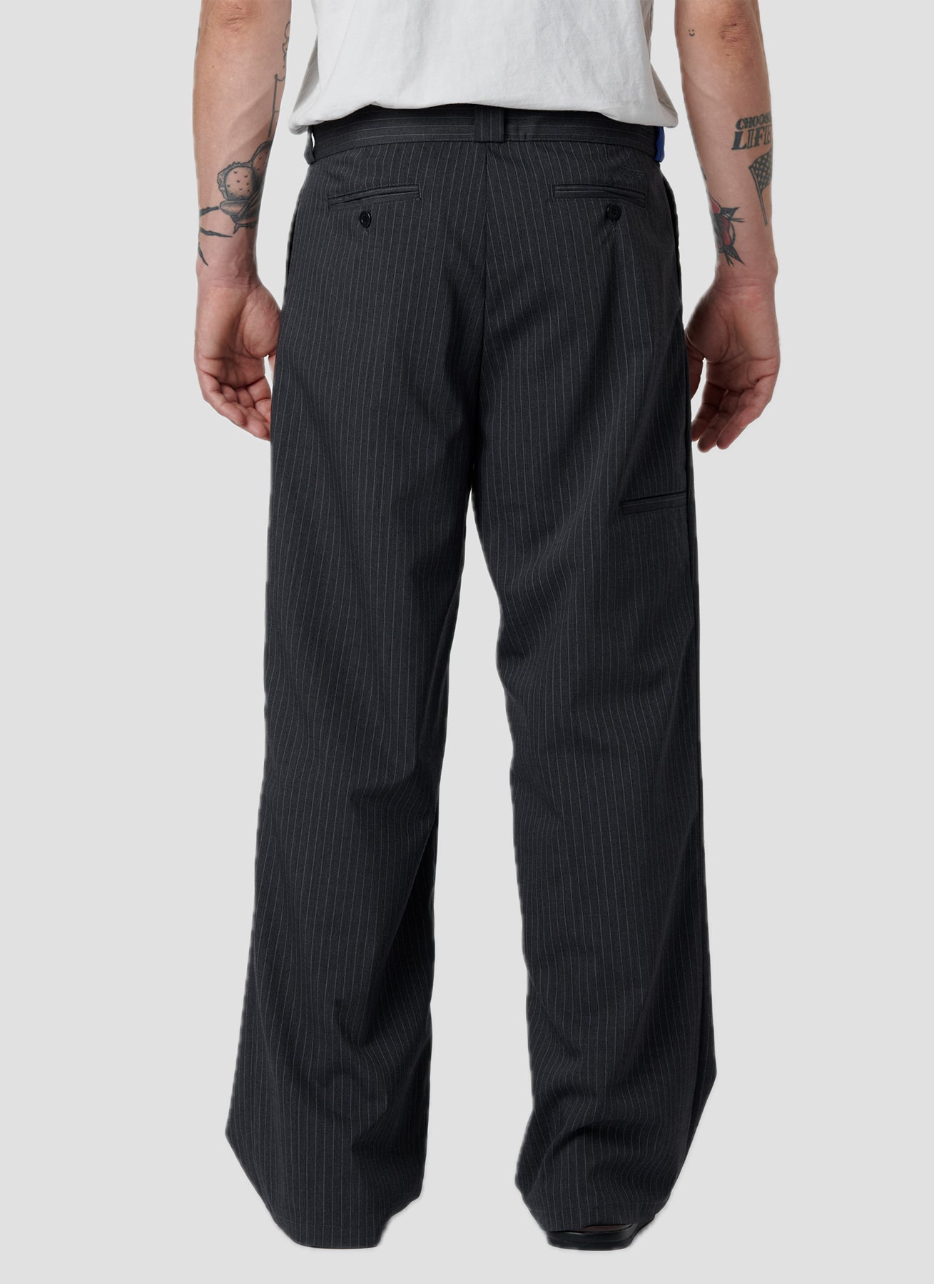 PACC18P006 ~ PLEATED LOOSE SLACKER PANTS - PINSTRIPE