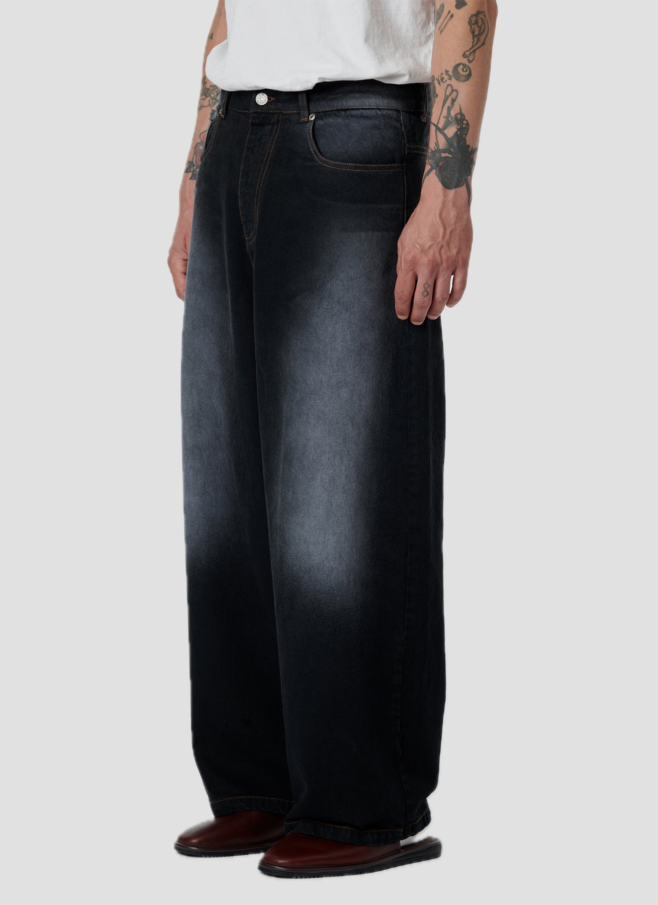 PACC18P003 ~ SUN DYED EXTRA BAGGY DENIM – BLACK ONYX