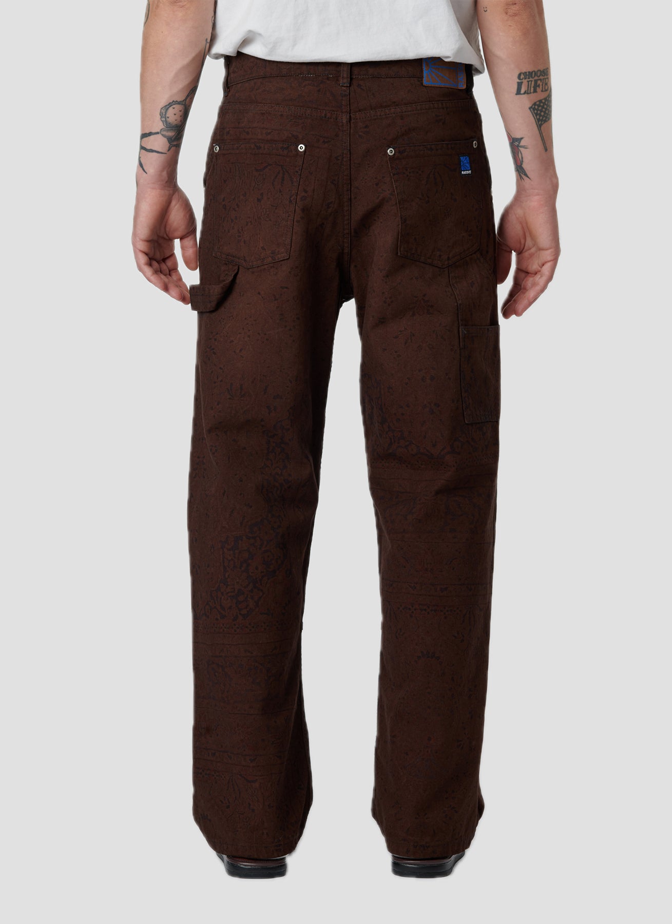PACC18P002-1 ~ MEN SUN DYED ALLOVER PRINTED DENIM CARPENTER PANTS