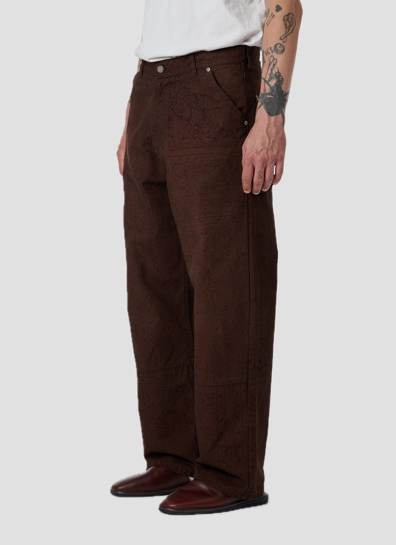 PACC18P002-1 ~ MEN SUN DYED ALLOVER PRINTED DENIM CARPENTER PANTS