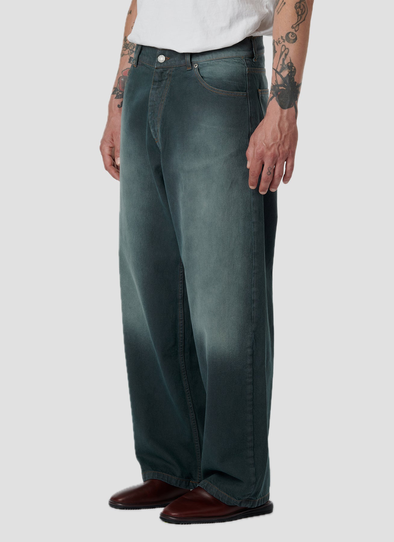 PACC18P001 ~ SUN DYED BAGGY DENIM – DARK GREEN
