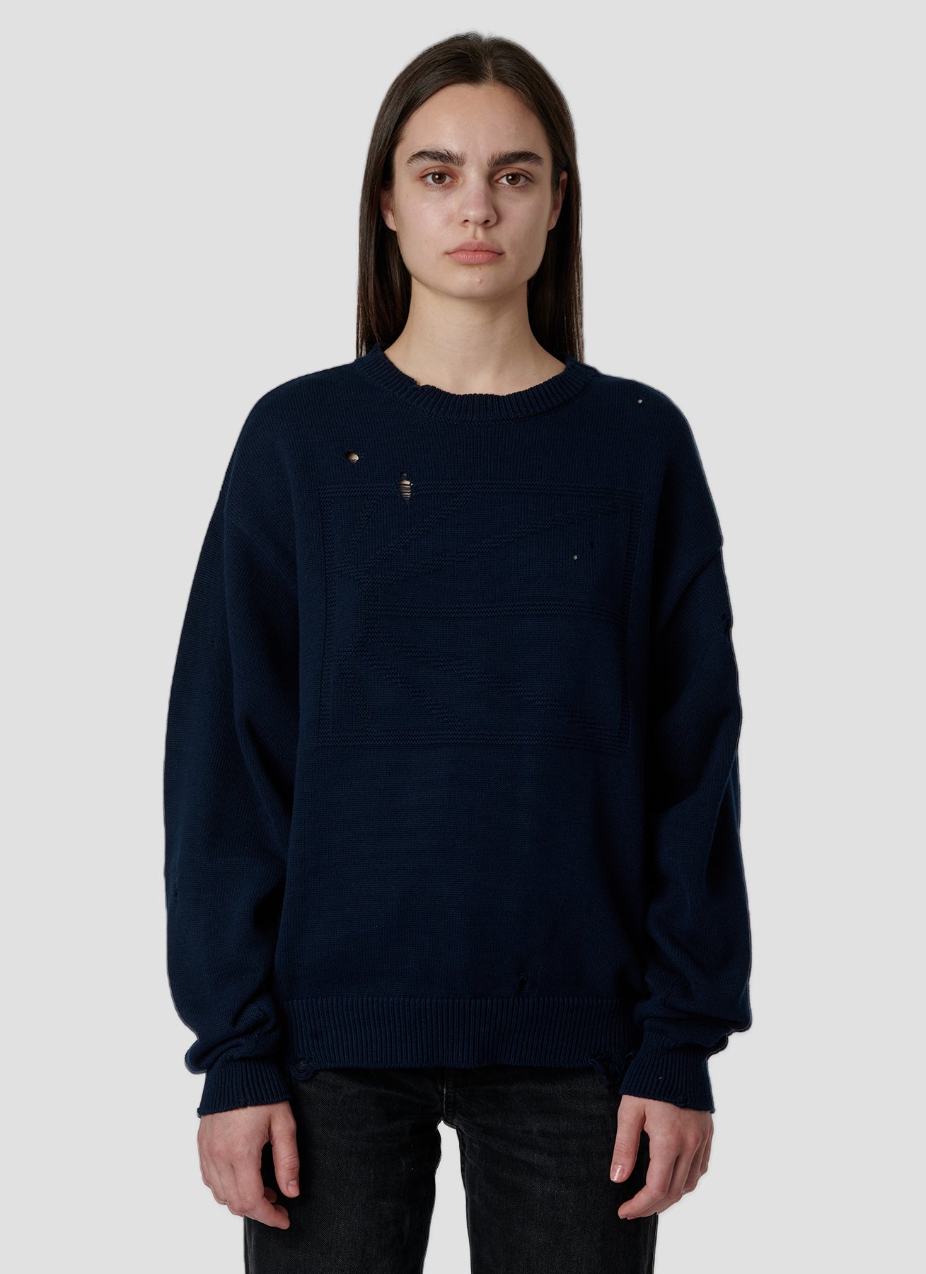 PACC18N001 ~ STATEMENT KNIT SWEATER - DARK NAVY