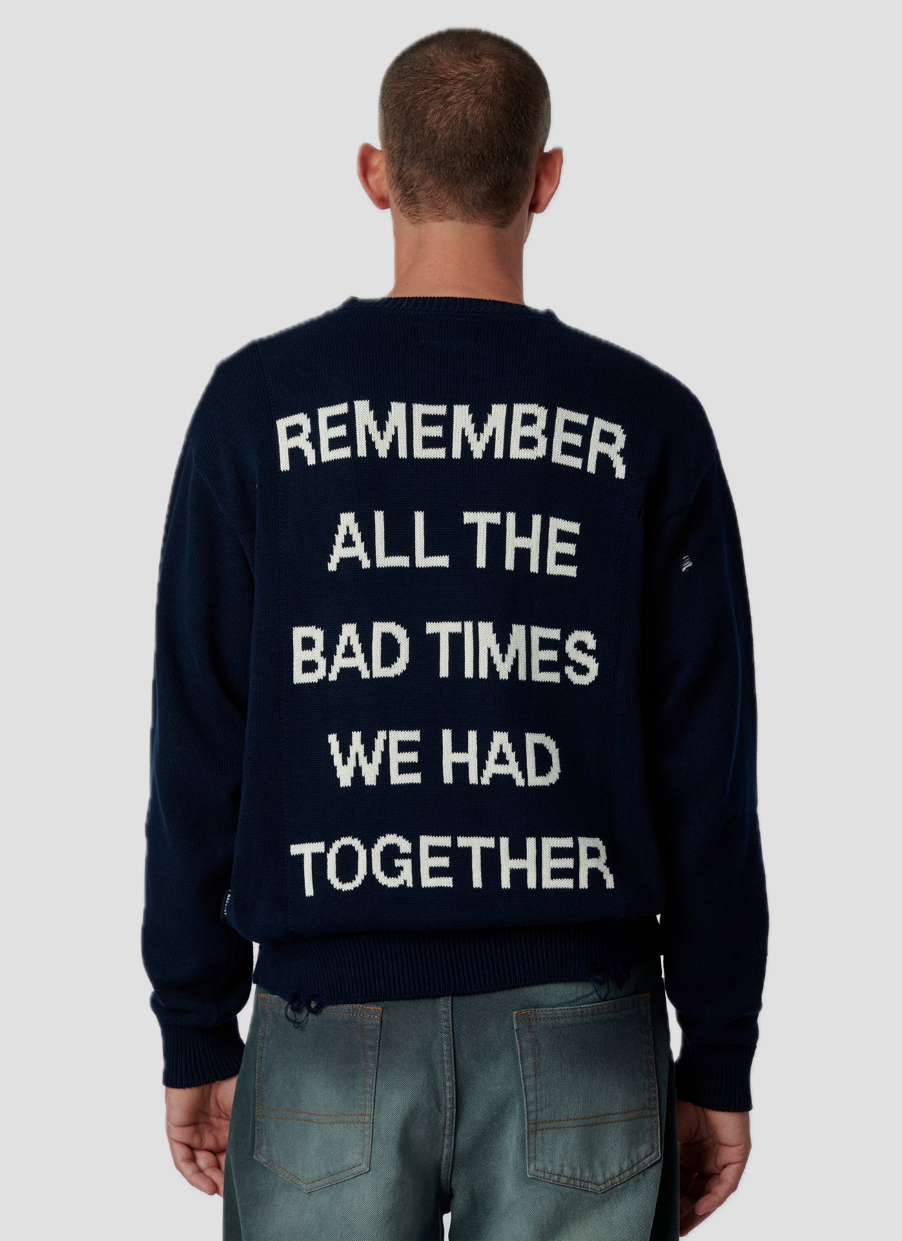 PACC18N001 ~ STATEMENT KNIT SWEATER - DARK NAVY