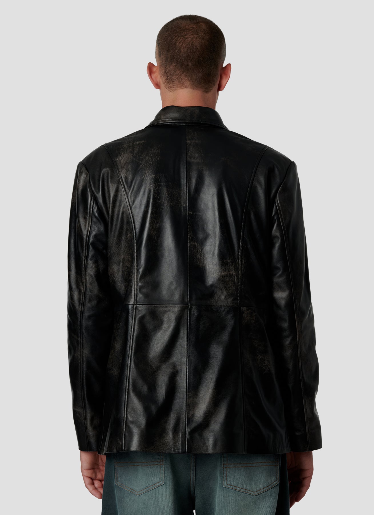 PACC18J005 ~ LEATHER BLAZER – BLACK