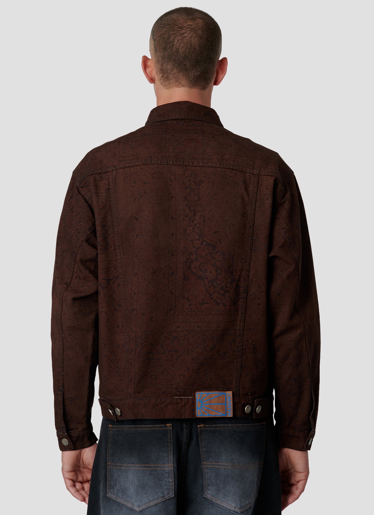 PACC18J002 ~ PIGMENT DYED CARPET DENIM JACKET - BROWN GRENIT