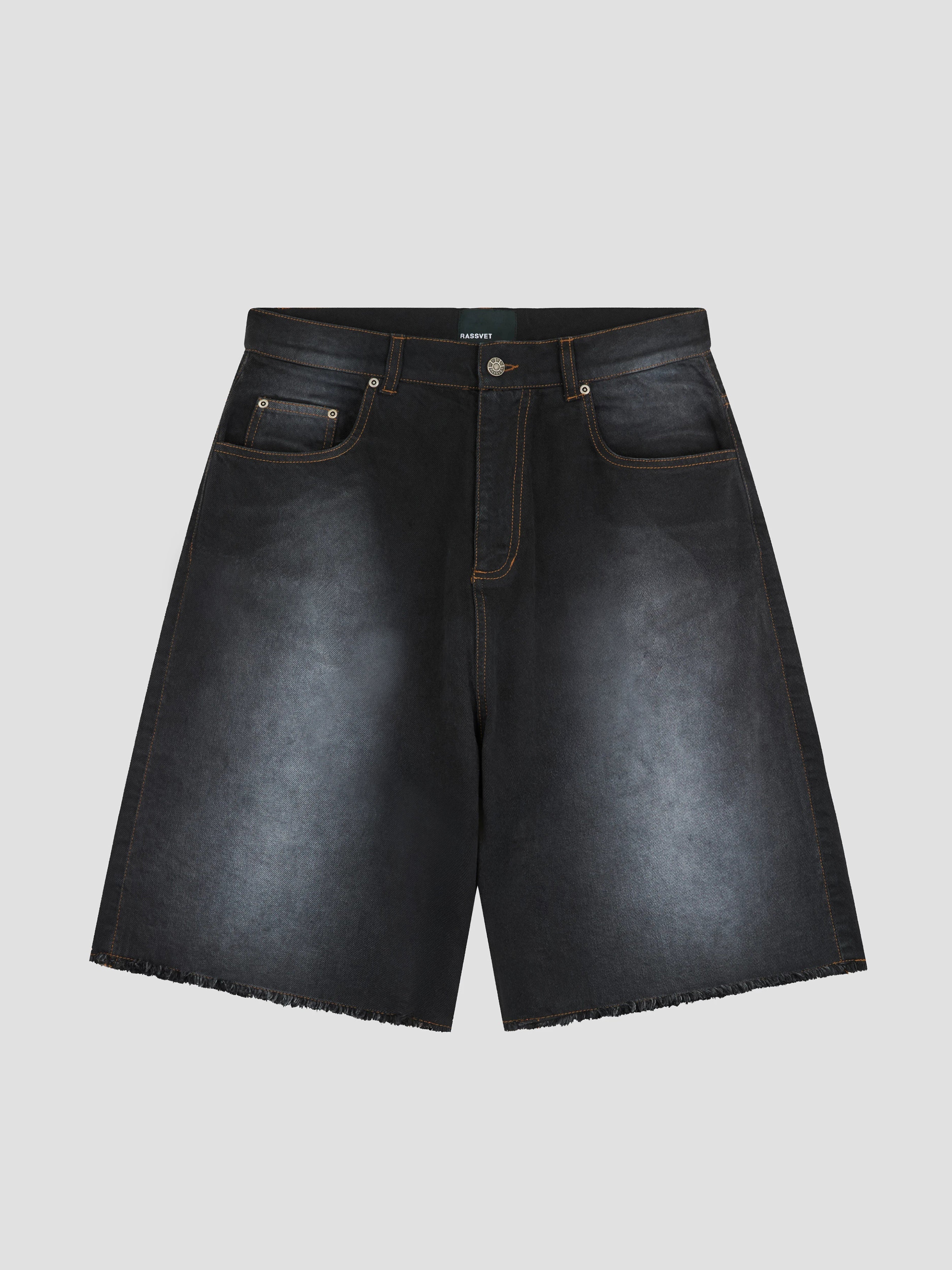 PACC18P004-1 ~ MEN SUN DYED BAGGY DENIM SHORTS BLACK