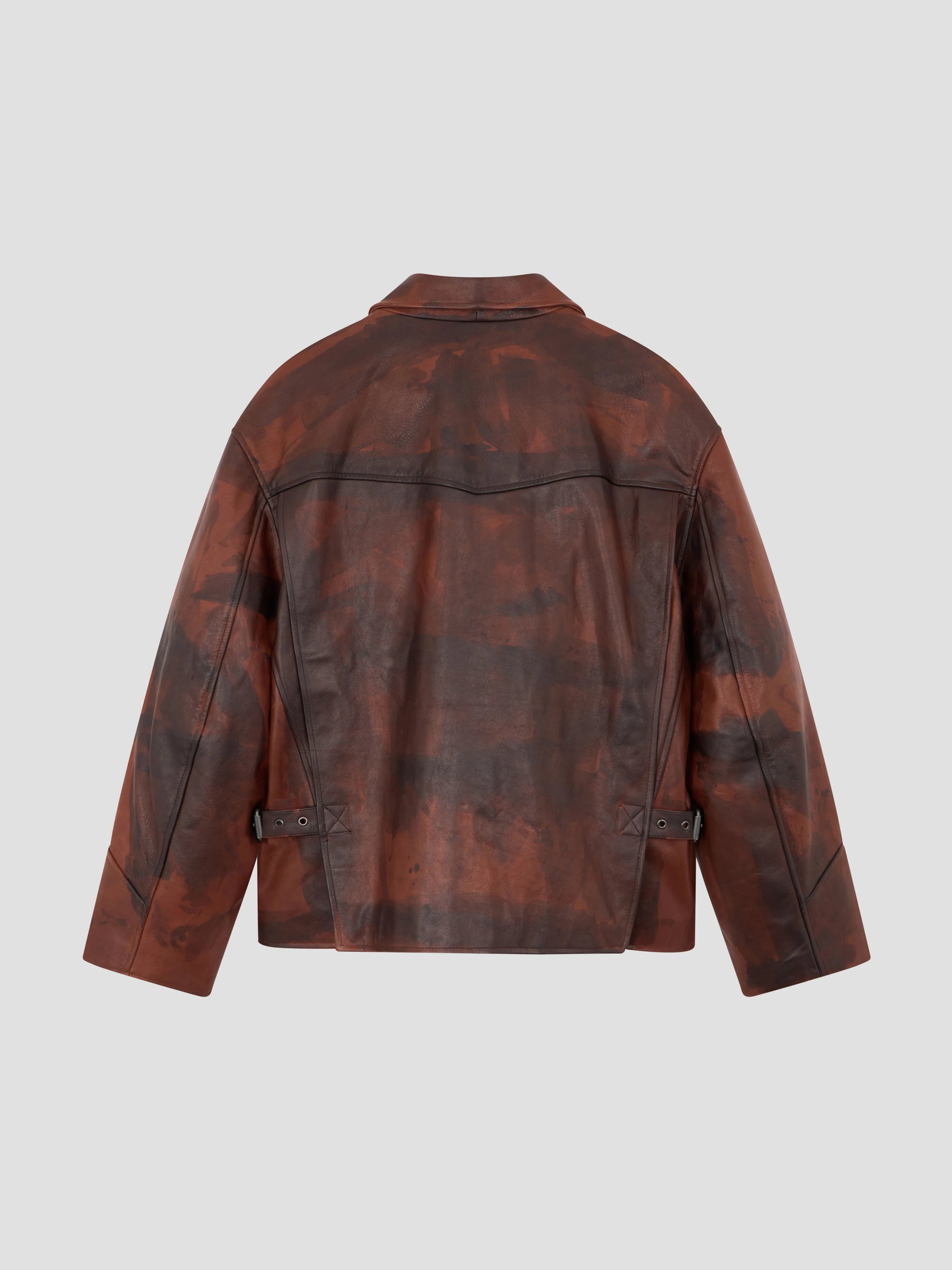 PACC17C001 ~ DISTRESSED LEATHER JACKET - BROWN