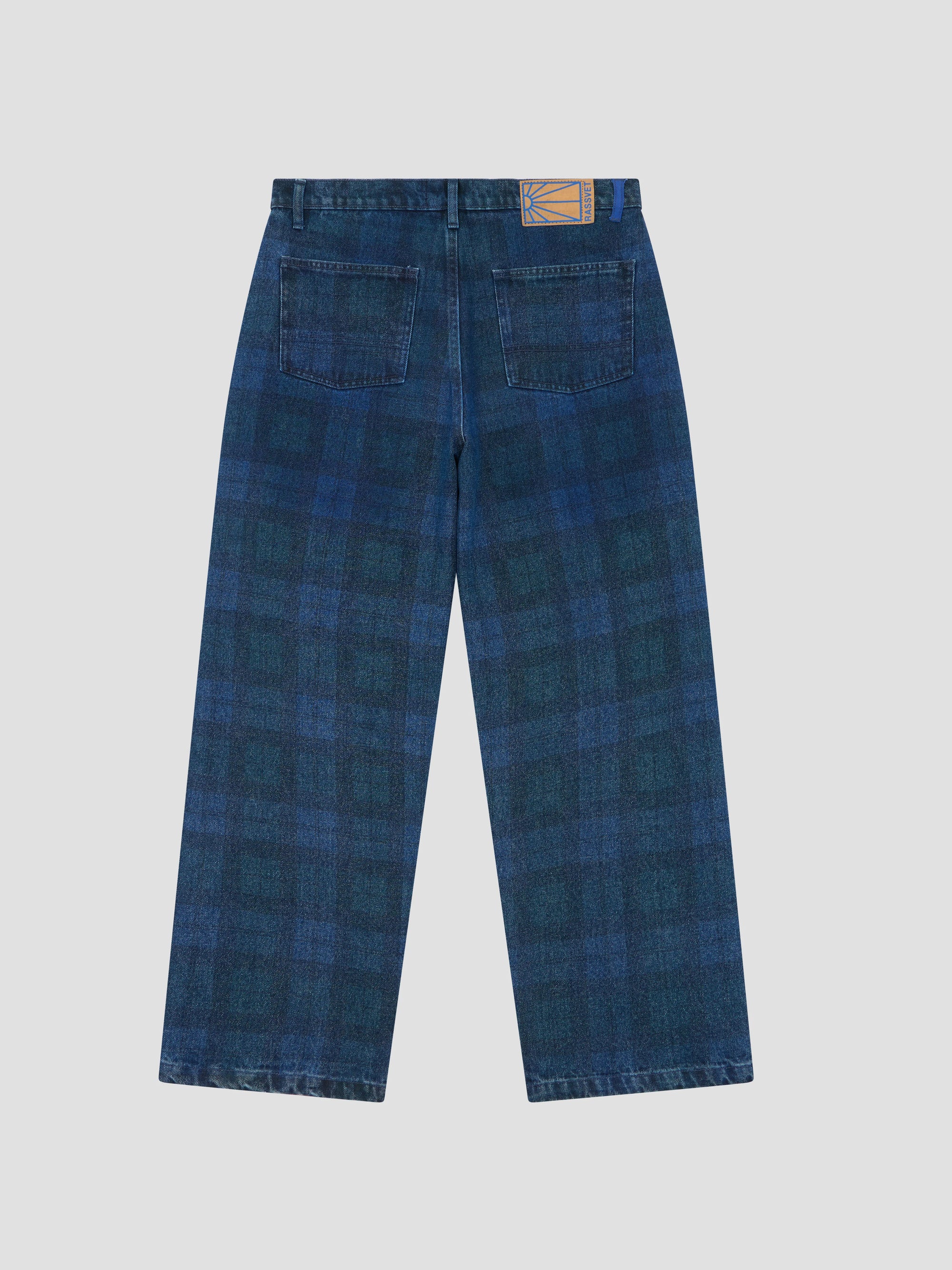 PACC17P022 ~ BAGGY JEAN DENIM PANT - BLUE PLAID